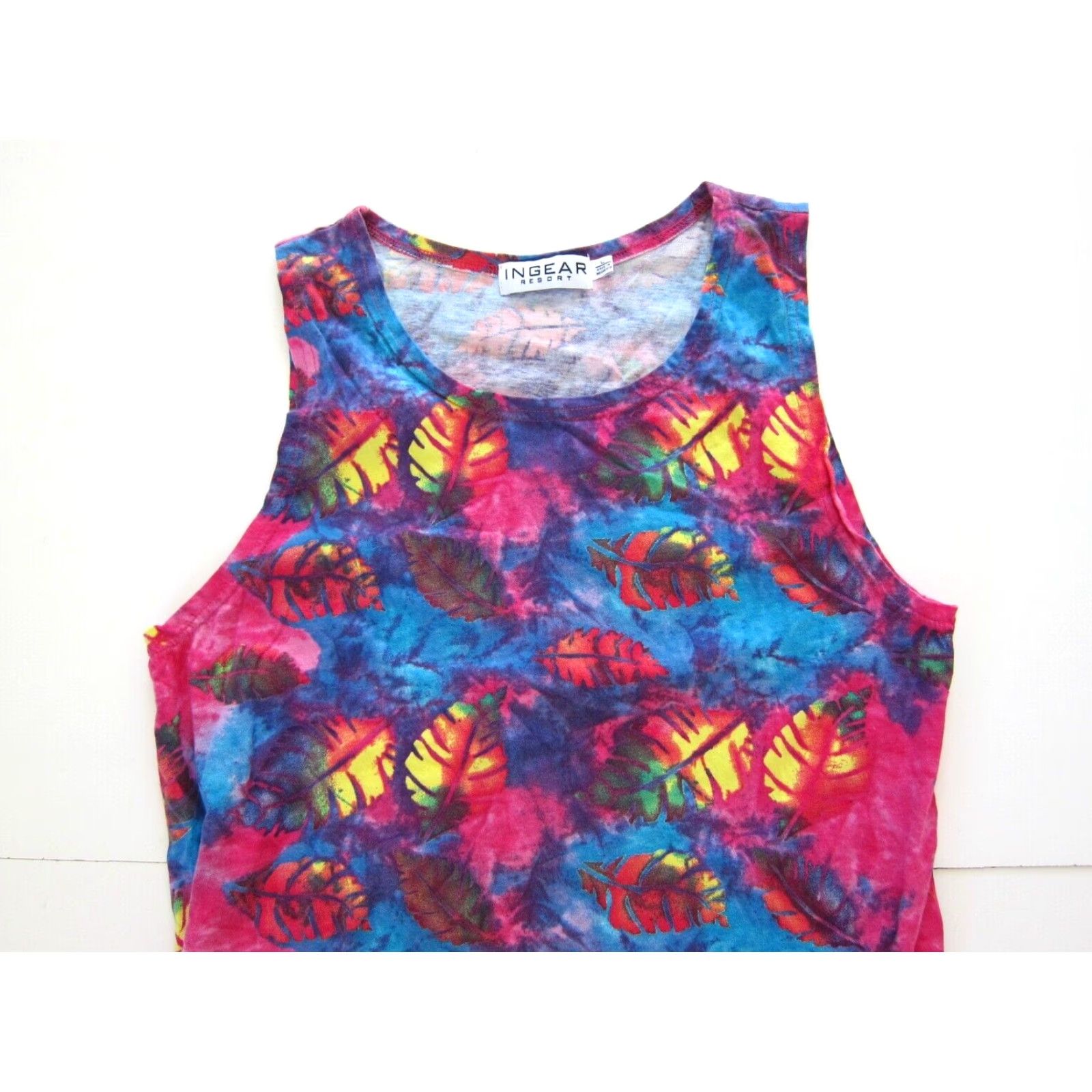 Pinko VINTAGE In Gear Resort Tank Dress L Sleeveless Pink Blue Tie Dye Cotton Stretch Pocket Dress L Size L / US 10 / IT 46 - 3 Thumbnail