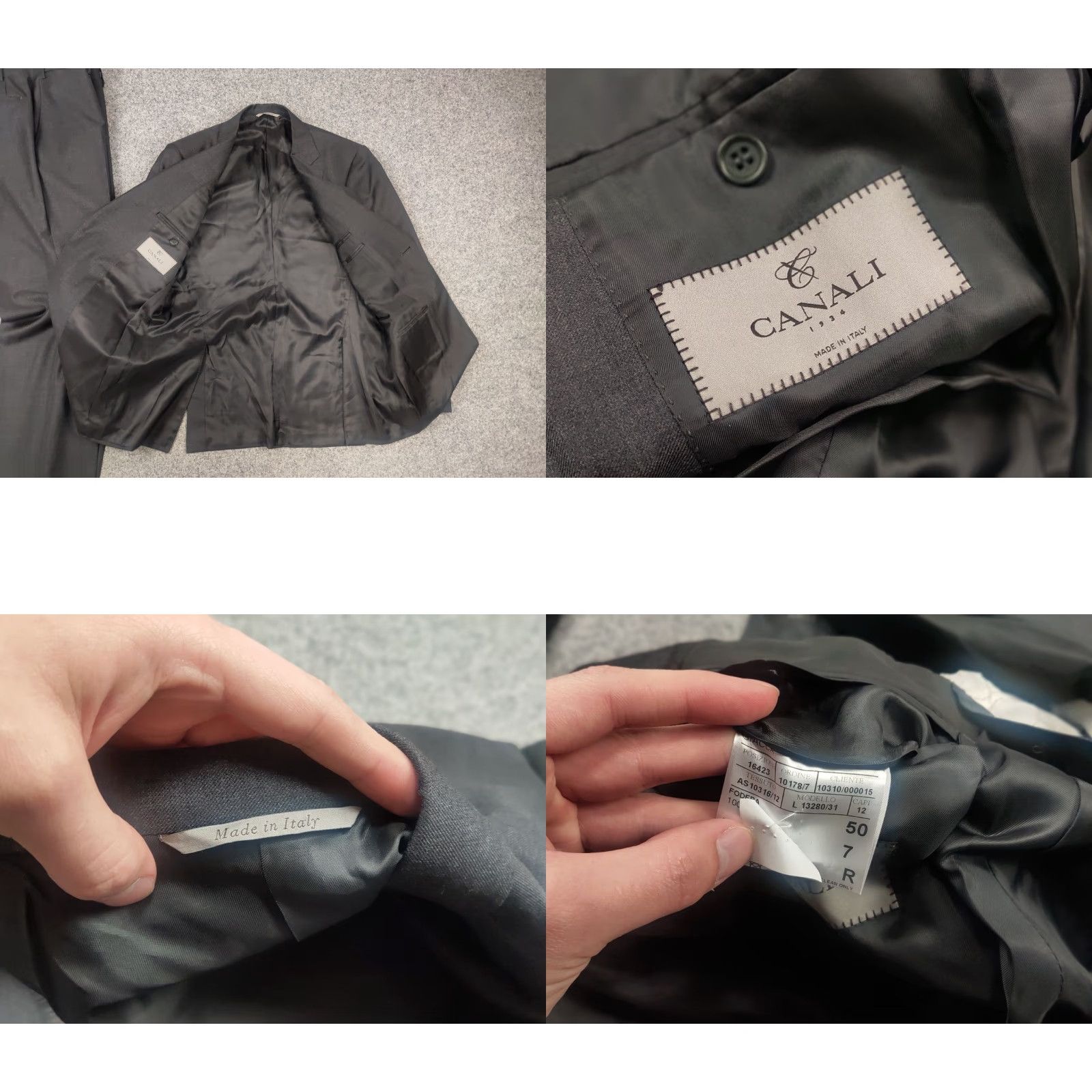 Canali Canali Italy Design 13280 / 30 slim fit 2 button Business Classic Suit Dark Gray wool fabric Size 50R - 10 Thumbnail
