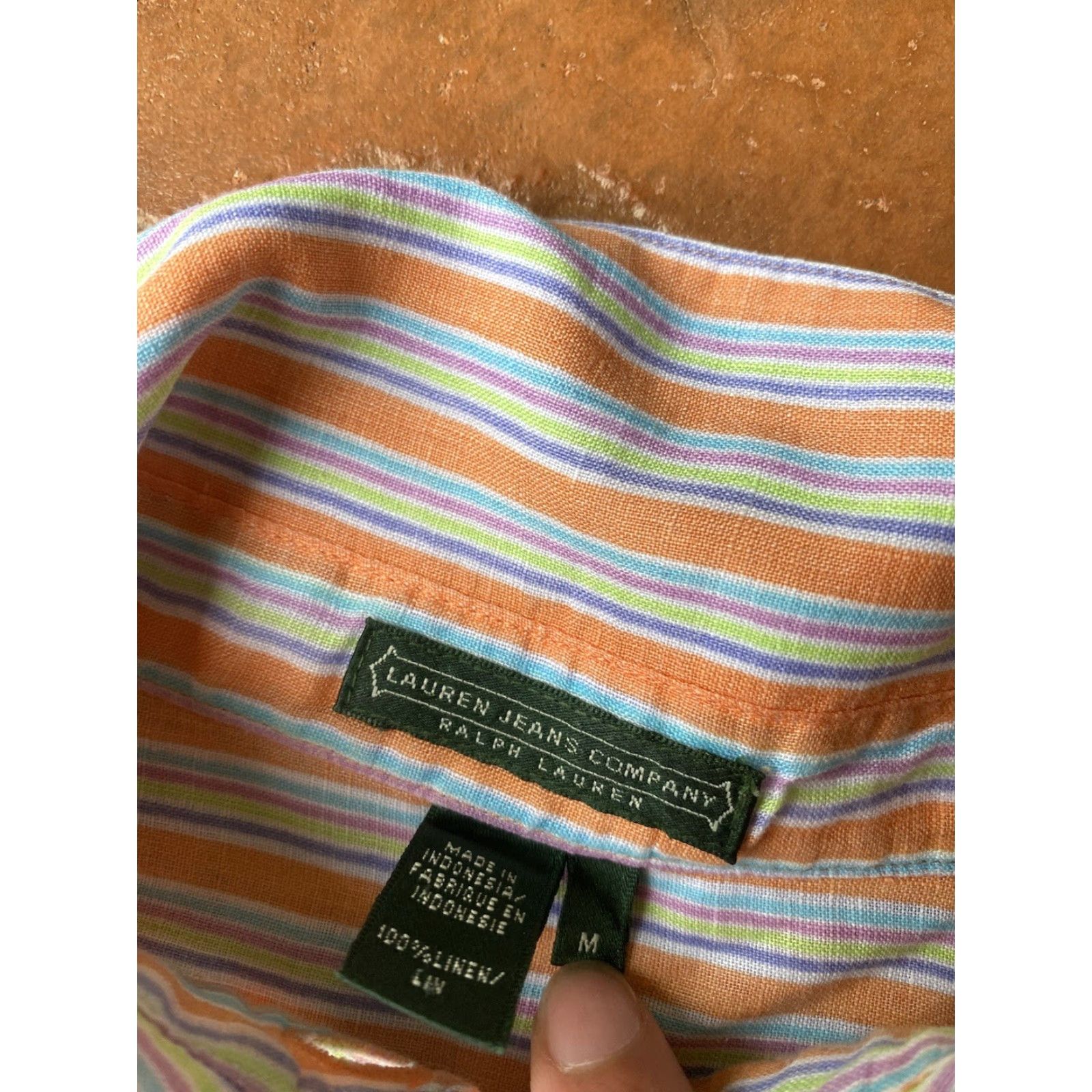 Ralph Lauren VINTAGE Lauren Jeans Co. Linen Striped Long Sleeve Button Shirt Women’s Large Size L / US 10 / IT 46 - 2 Thumbnail