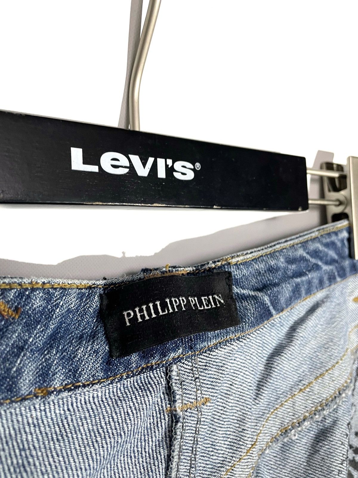 Philipp Plein Philipp Plein Women Y2K Blue Jeans Skull Stones Zip S-M Size 27" / US 4 / IT 40 - 9 Thumbnail