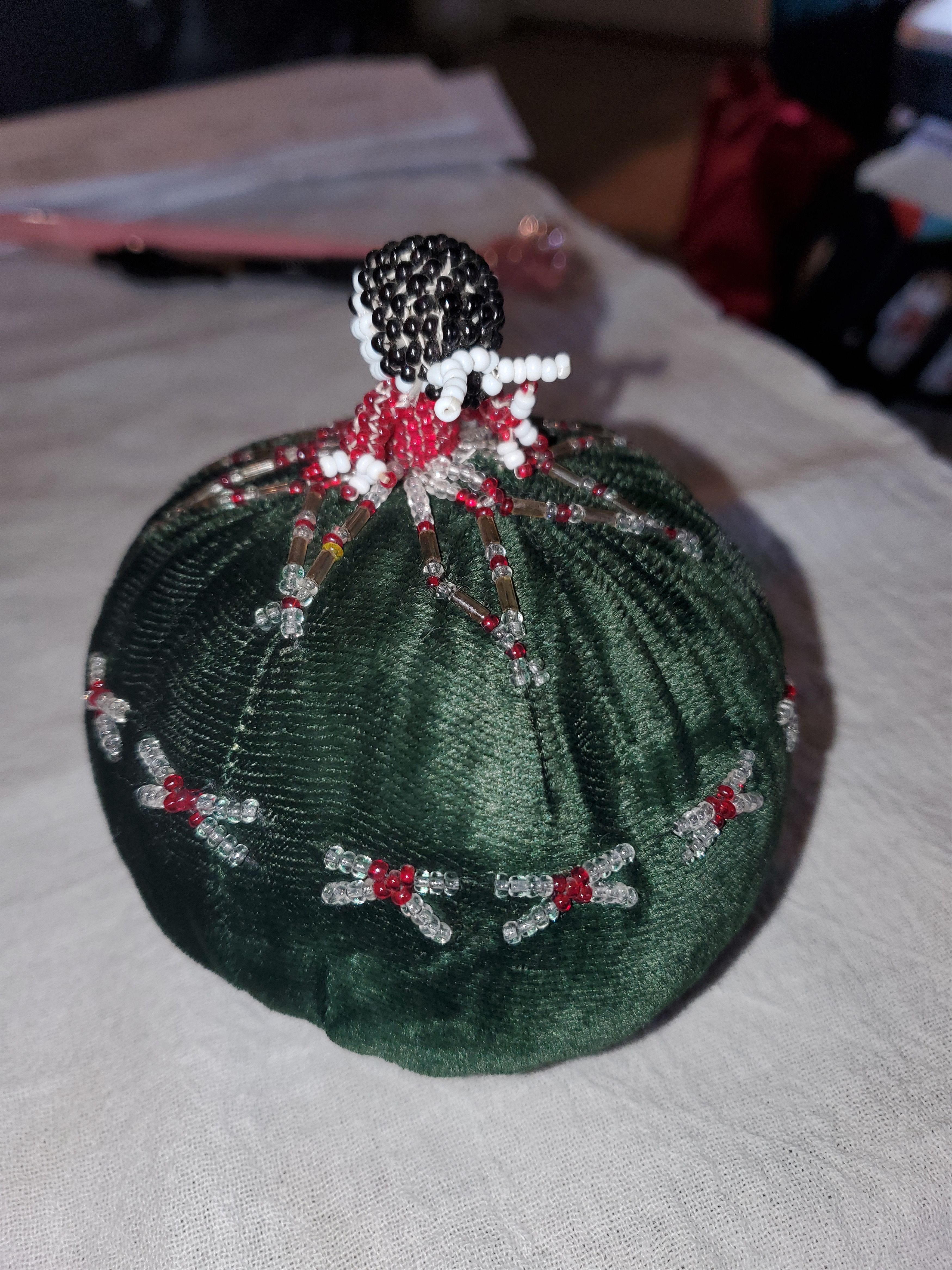 Vintage Vintage Hand Made Beaded Velvet Sewing Pincushion Size ONE SIZE - 4 Thumbnail