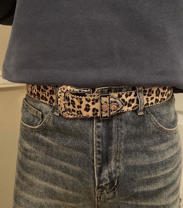 Japanese Brand Cheetah leopard print belt 112 cm Size 36 - 11 Thumbnail