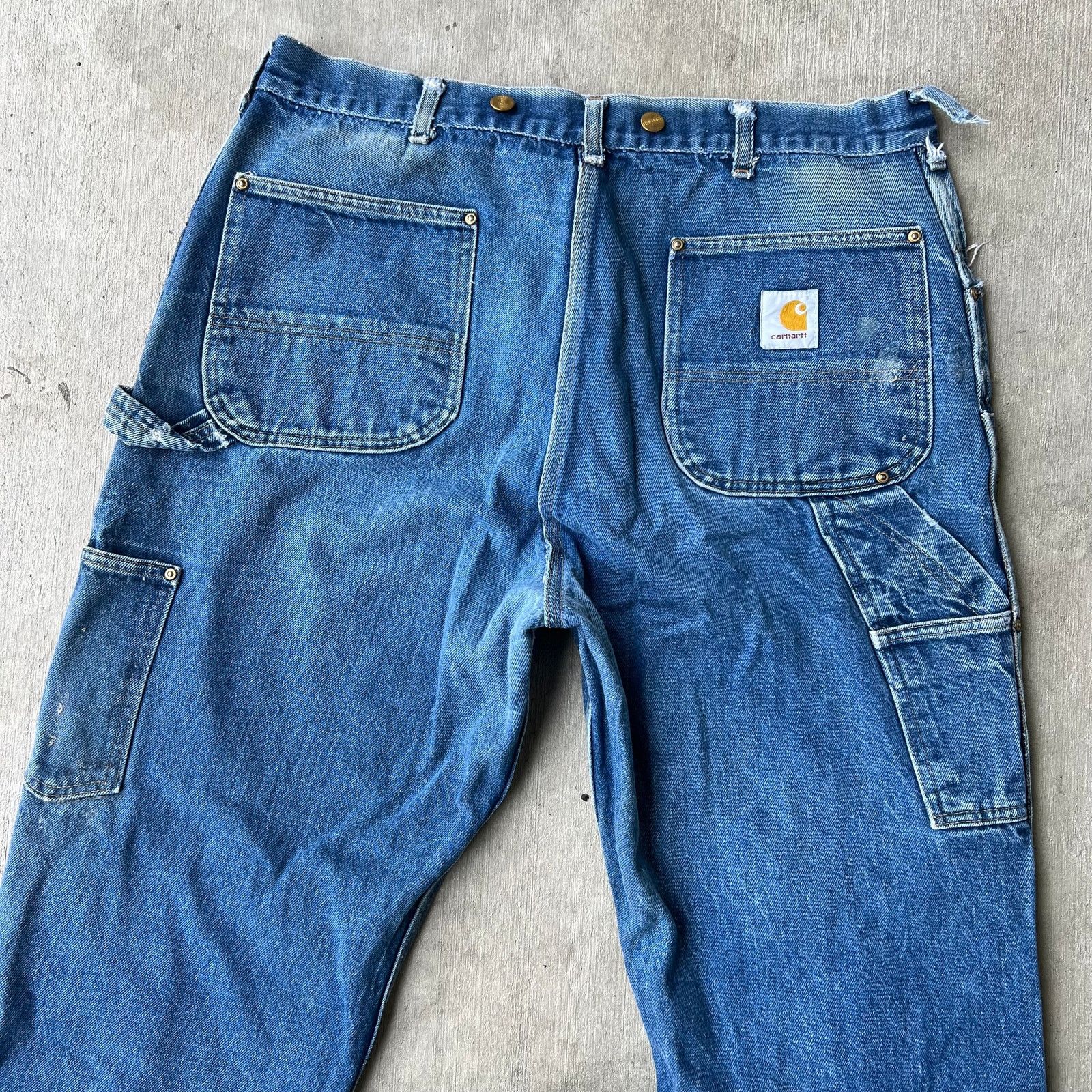 Carhartt × Vintage Carhartt faded blue denim jeans double knee work wear pants Size US 37 - 6 Thumbnail