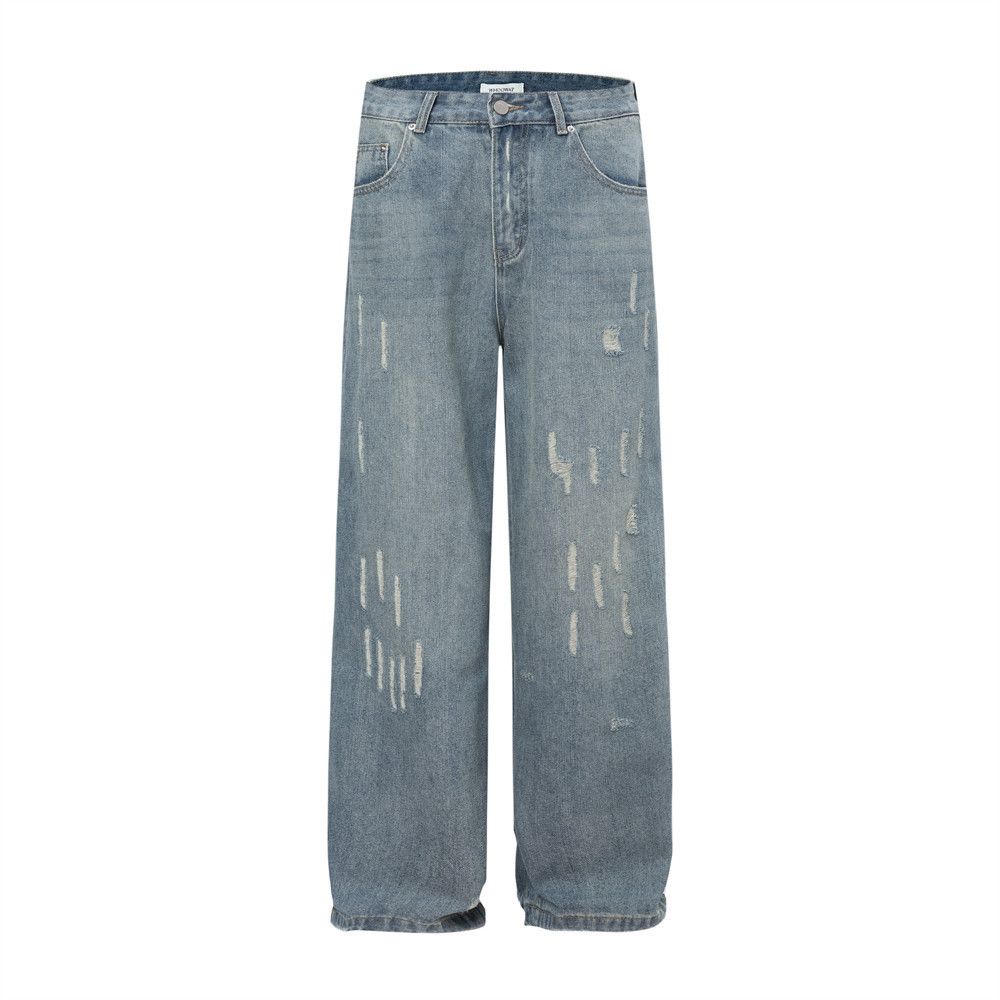 Japanese Brand × Jean Washed distressed vintage loose men's ripped jeans Size US 32 / EU 48 - 1 Thumbnail