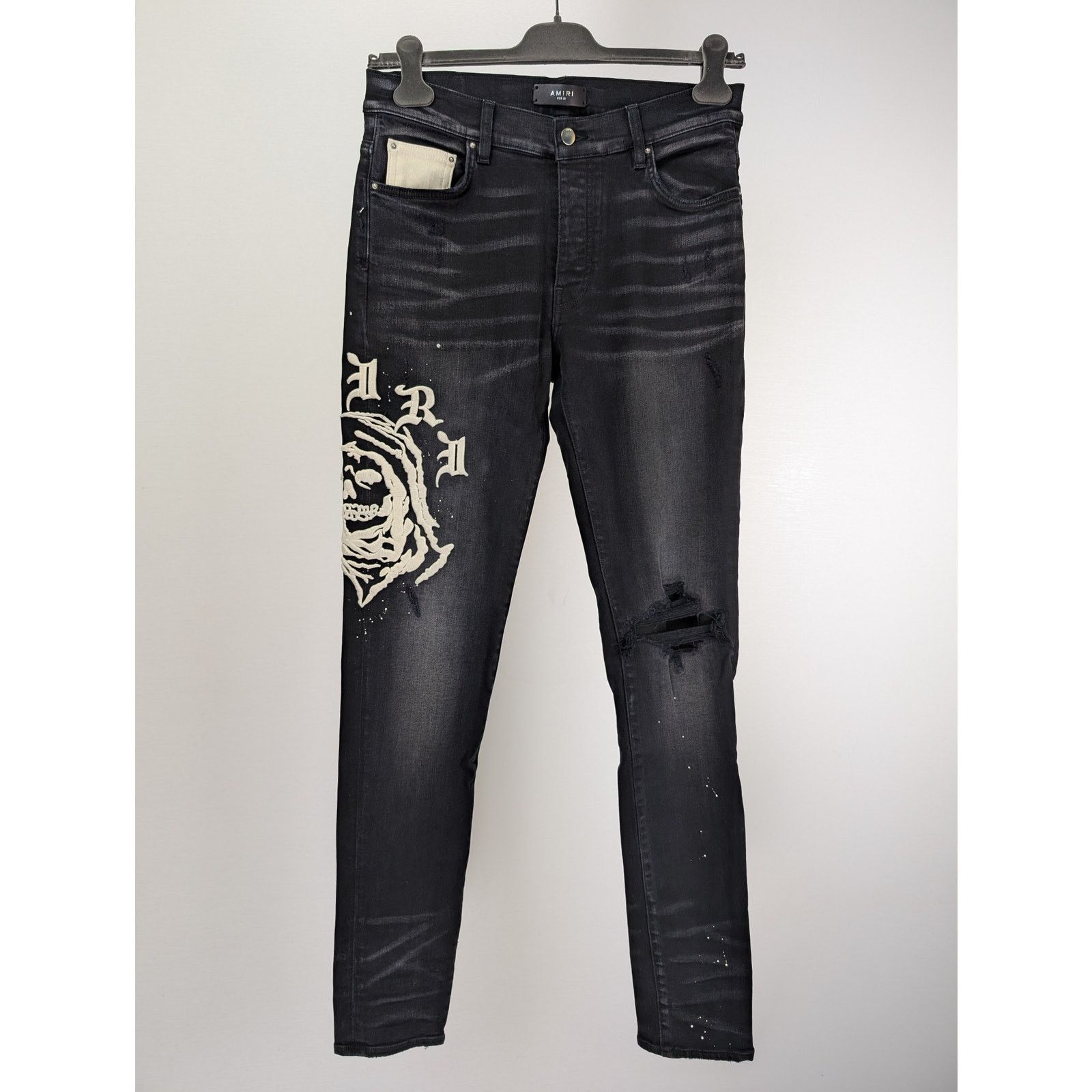 Amiri o1rshd1 Wes Lang Reaper Logo Jean in Aged Black Size US 32 / EU 48 - 2 Thumbnail