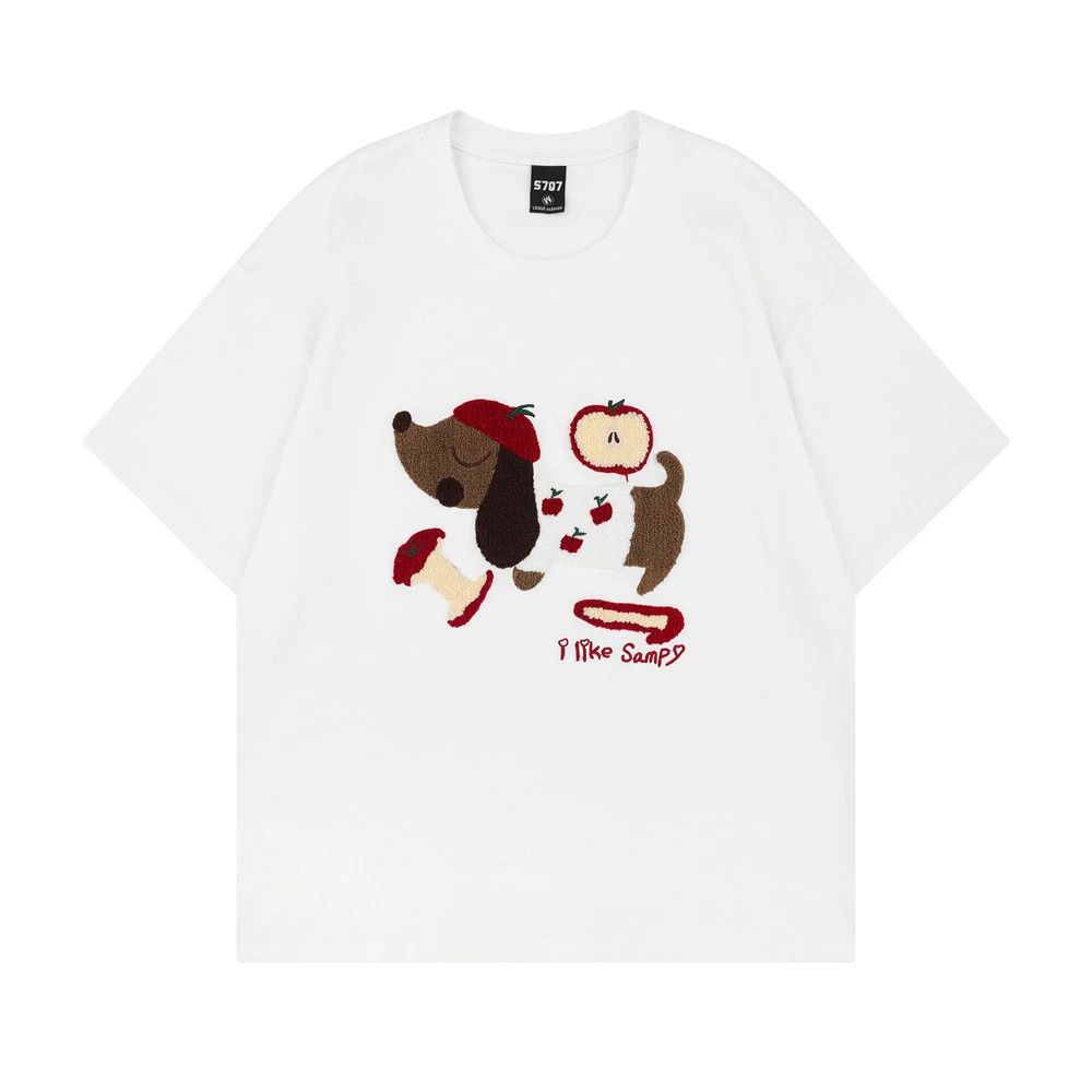Vintage Men's treet hip-hop loose cartoon puppy embroidered T-shirt Size US M / EU 48-50 / 2 - 1 Thumbnail