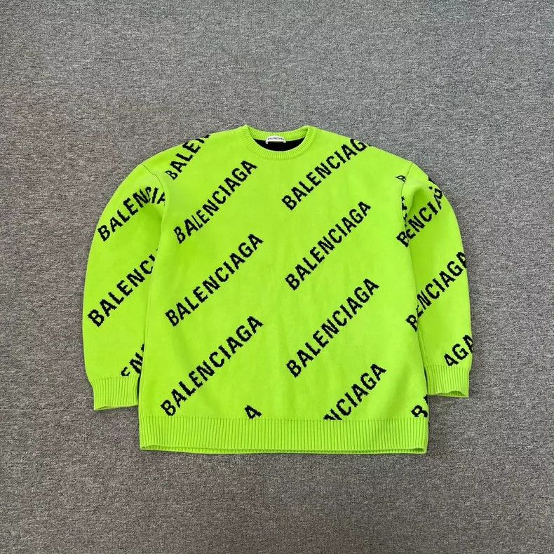 Balenciaga Balenciaga Full printed barrage fluorescent green wool kni Size US S / EU 44-46 / 1 - 1 Thumbnail