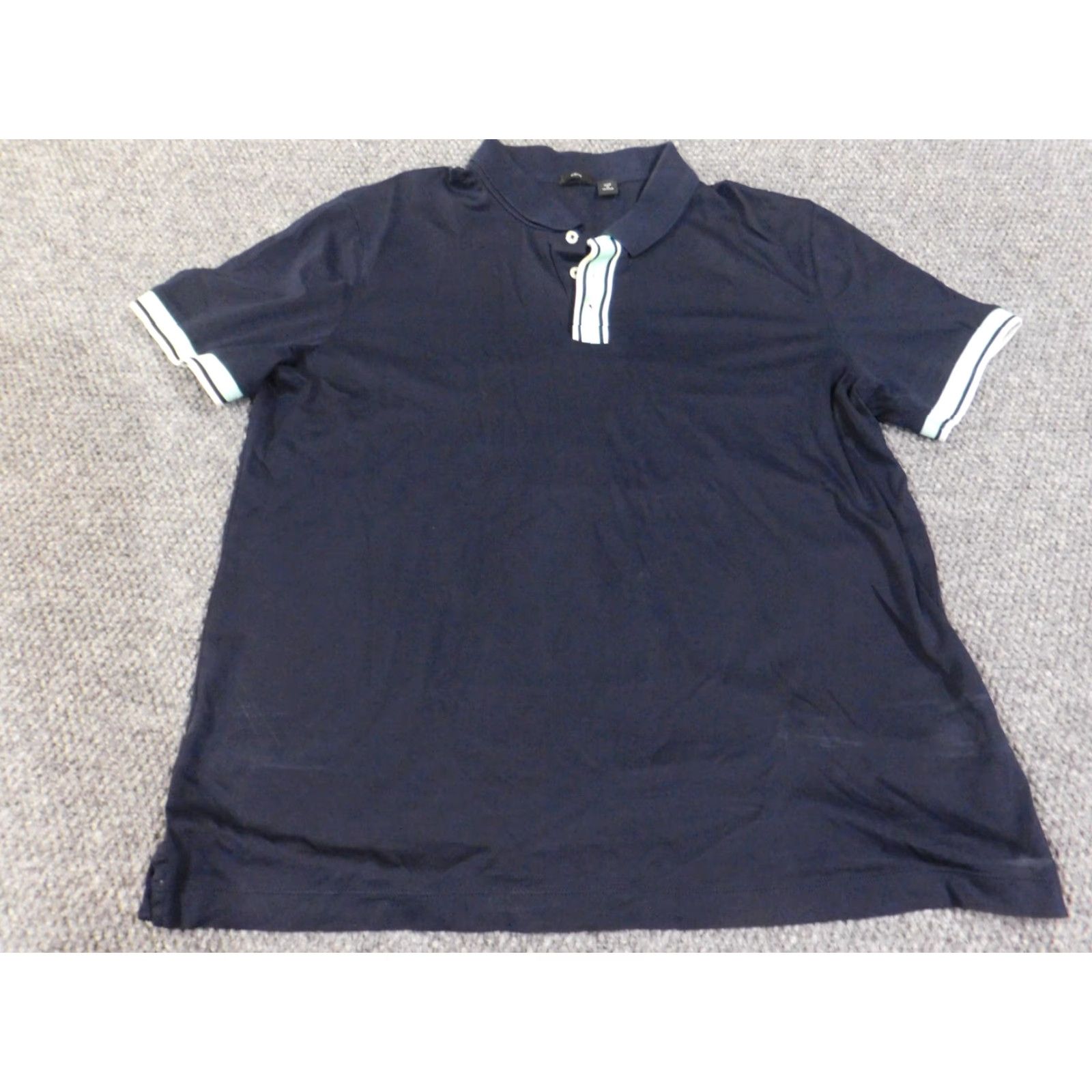 Hugo Boss HUGO BOSS Polo Shirt Men XXL Blue Slim Stretch Knit Short Sleeve Button Collared Golf Business Casual Size US XXL / EU 58 / 5 - 5 Thumbnail