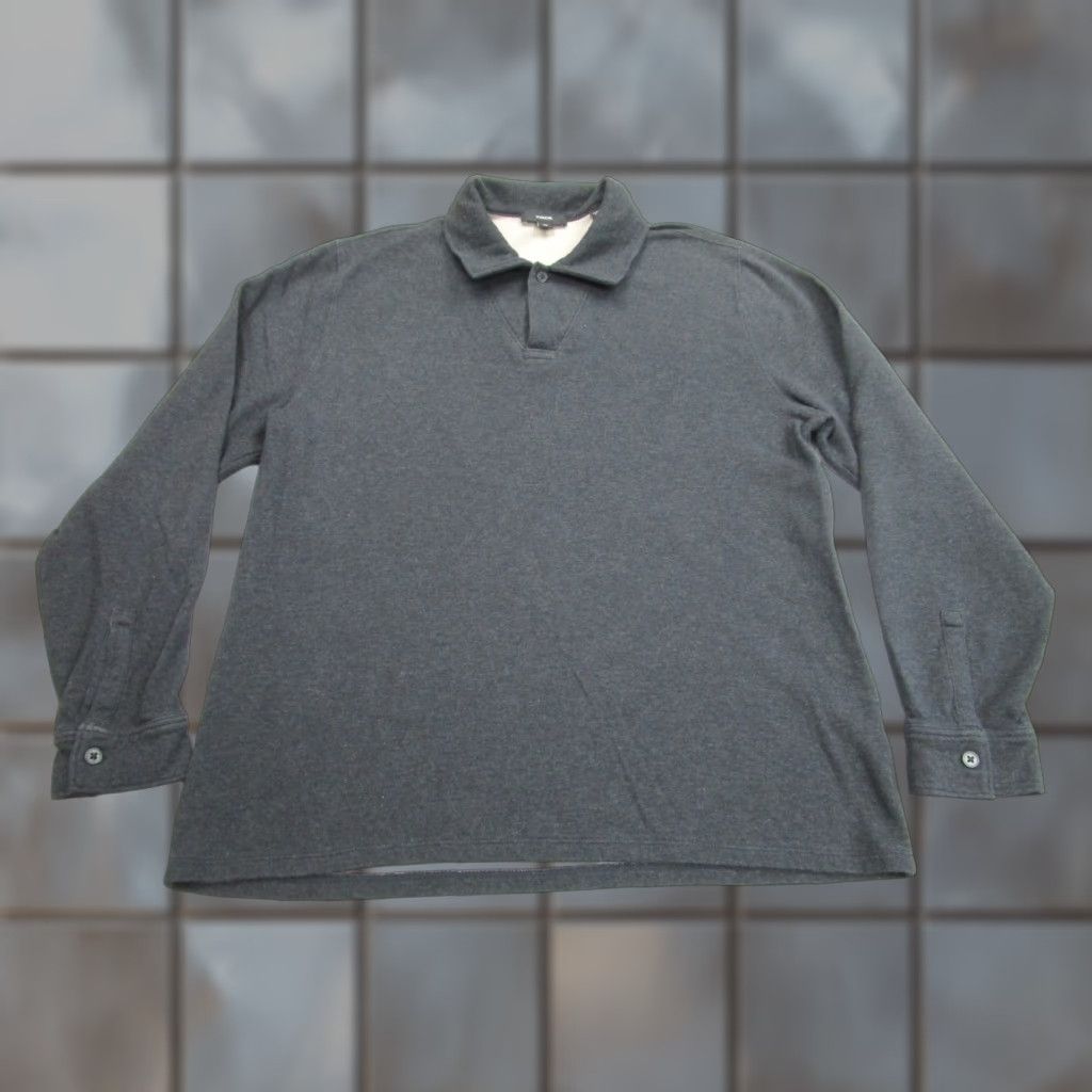 Vince Vince Polo Shirt Mens L Gray Long Sleeve Rugby Preppy Casual Solid Cotton Blend Shirt Size US L / EU 52-54 / 3 - 1 Thumbnail