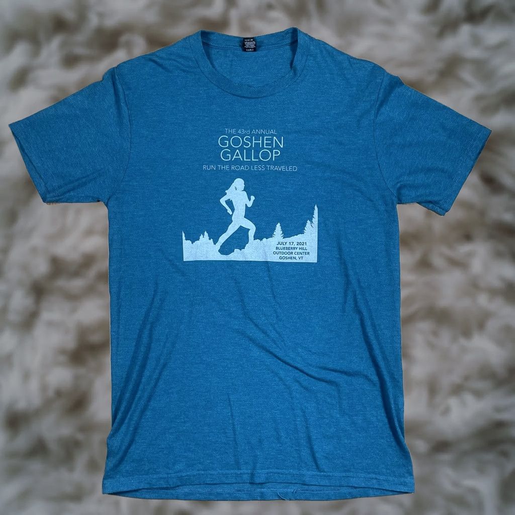 Vintage Dist Rict T-Shirt Medium Blue The 43rd Annual Goshen Gallop Run Graphics Mens M Size US M / EU 48-50 / 2 - 1 Thumbnail