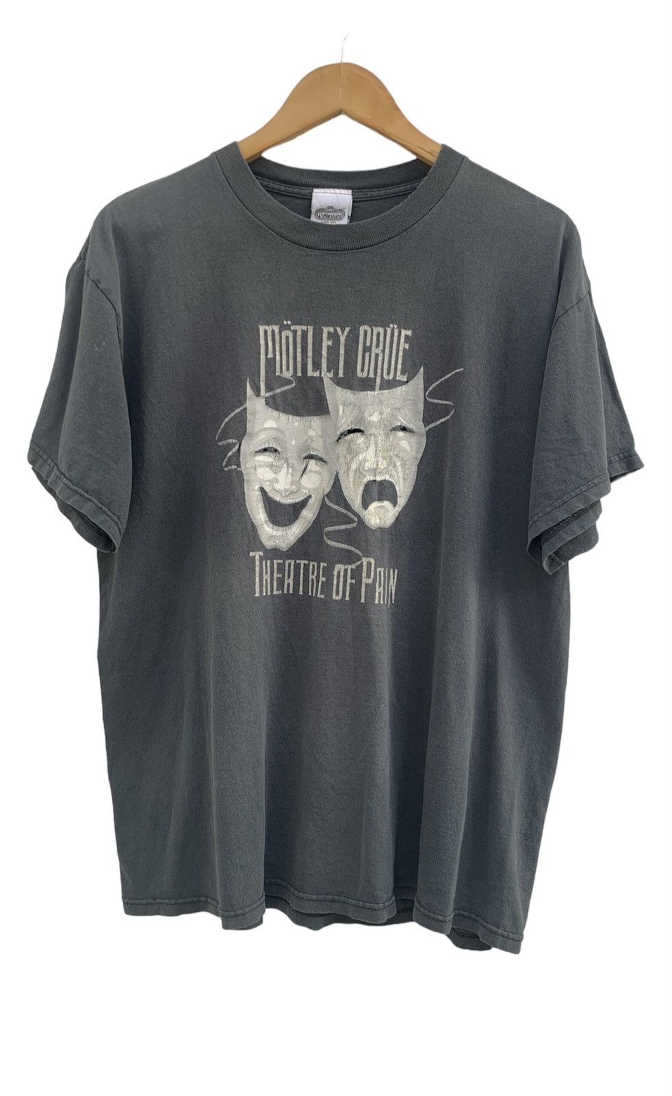 image of Band Tees x Rock T Shirt Vintage Motley Crue Theatre Of Pain Sunfaded Thrashed Tshirt in Black (Siz