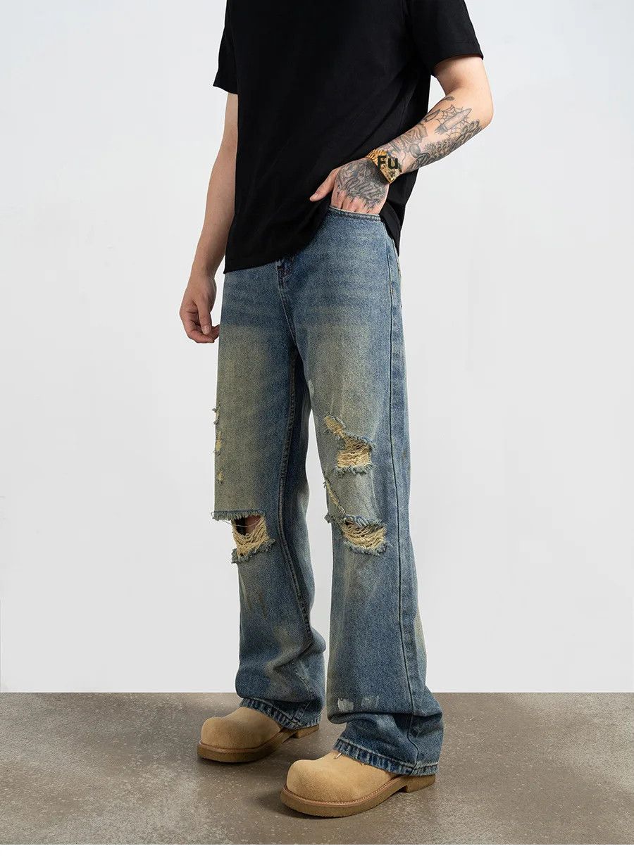 Jean × Vintage Streetwear Straight Leg Trousers Jeans Size US 34 / EU 50 - 4 Thumbnail