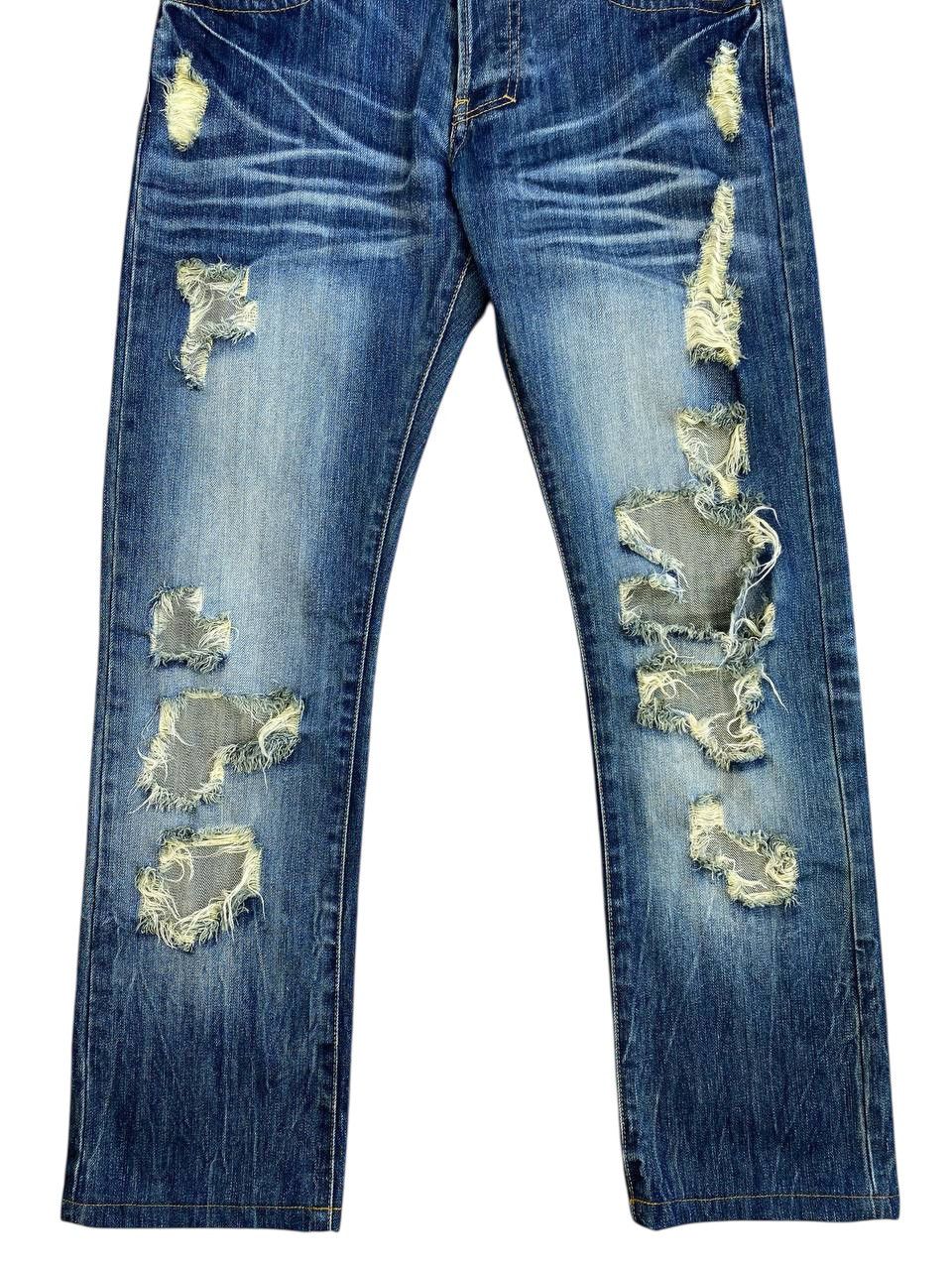 Japanese Brand 2000’s Y2K NO ID Thrashed Slim Straight Denim Size US 32 / EU 48 - 2 Thumbnail