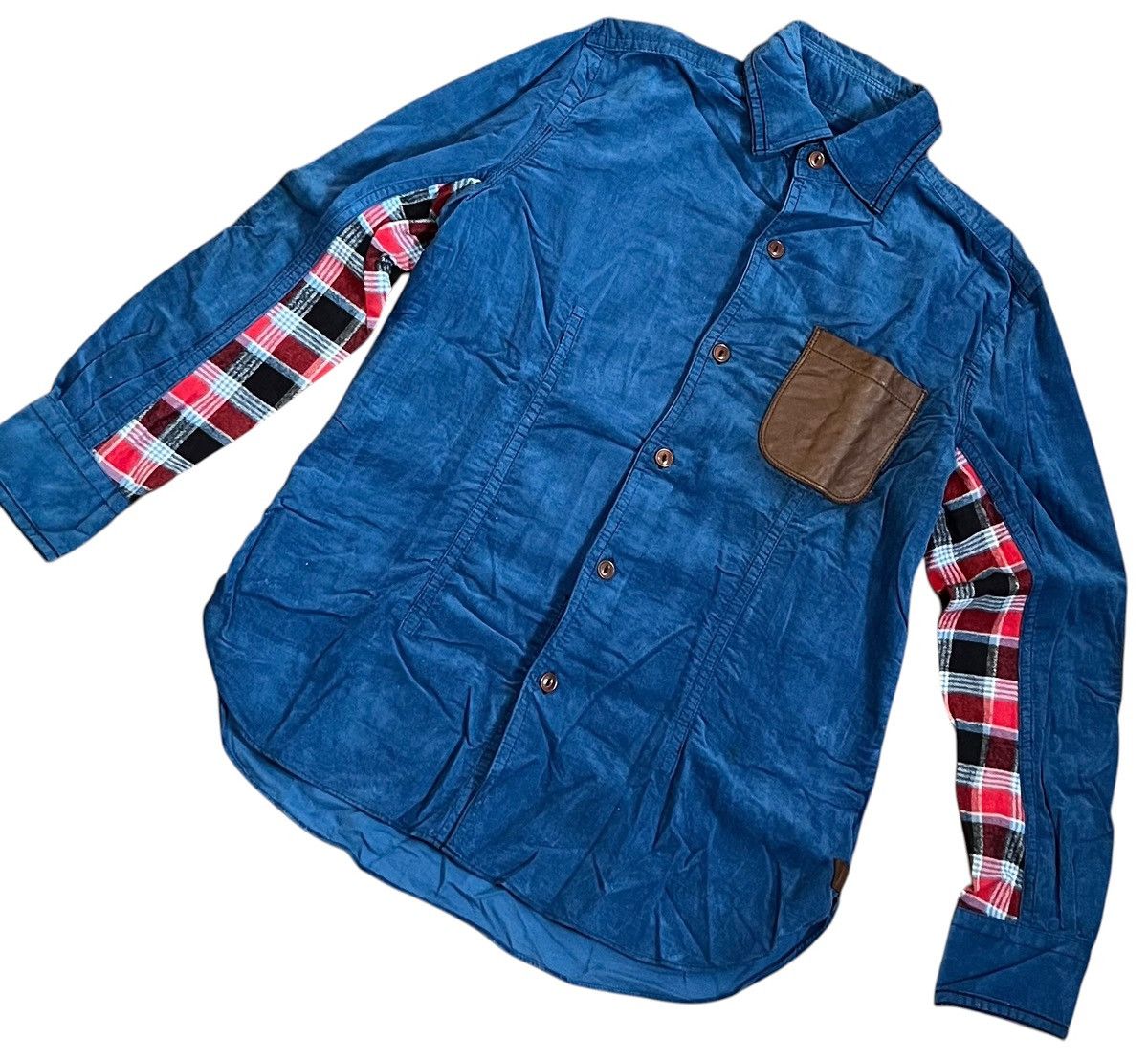 Junya Watanabe Junya watanabe cdg man AD2009 mixed fabric button up shirt Size US S / EU 44-46 / 1 - 2 Thumbnail