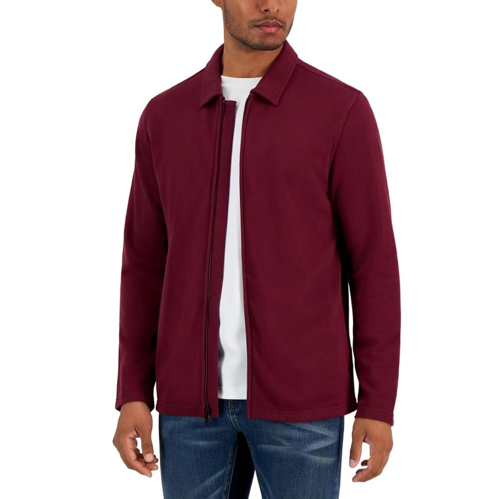 Alfani Alfani Men's Maroon Red Cotton Zip Front Jacket Size XXL Size US XXL / EU 58 / 5 - 1 Thumbnail