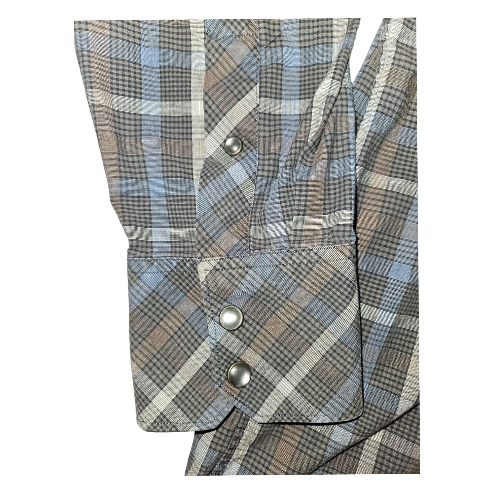 Banana Republic Banana Republic Pearl Snap Shirt Large Men's Tartan Gray Casual Western Cowboy Shirt Size US L / EU 52-54 / 3 - 5 Thumbnail