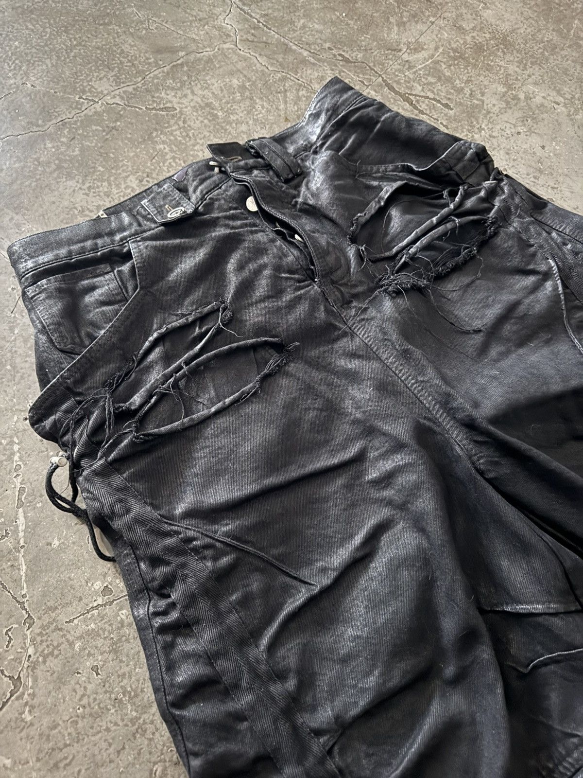 SHINE LUXURY “Truckerstar” Layered Distressed Jumbo Baggy Denim Size US 32 / EU 48 - 7 Thumbnail