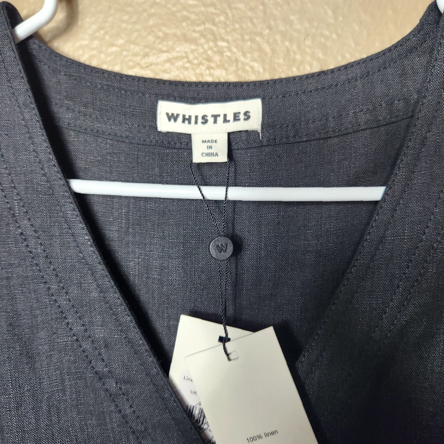 Whistles Whistles UK Black Linen Button Detail Playsuit Romper Tie Belt-Size 12 US NWT Womens Casual Beach 12 Black Whistles Size 34" / US 12 / IT 48 - 6 Thumbnail