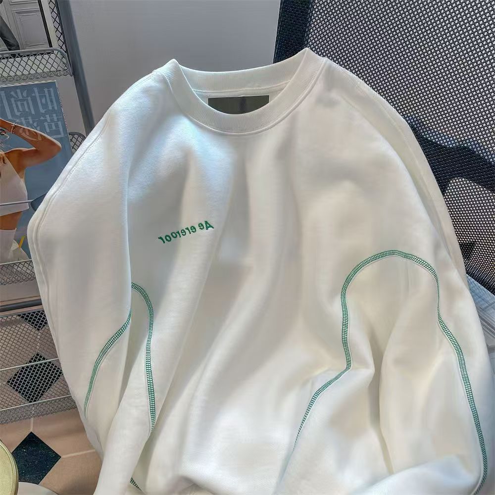 Vintage White Green Stitch Oversized Sweatshirt Size US M / EU 48-50 / 2 - 2 Thumbnail