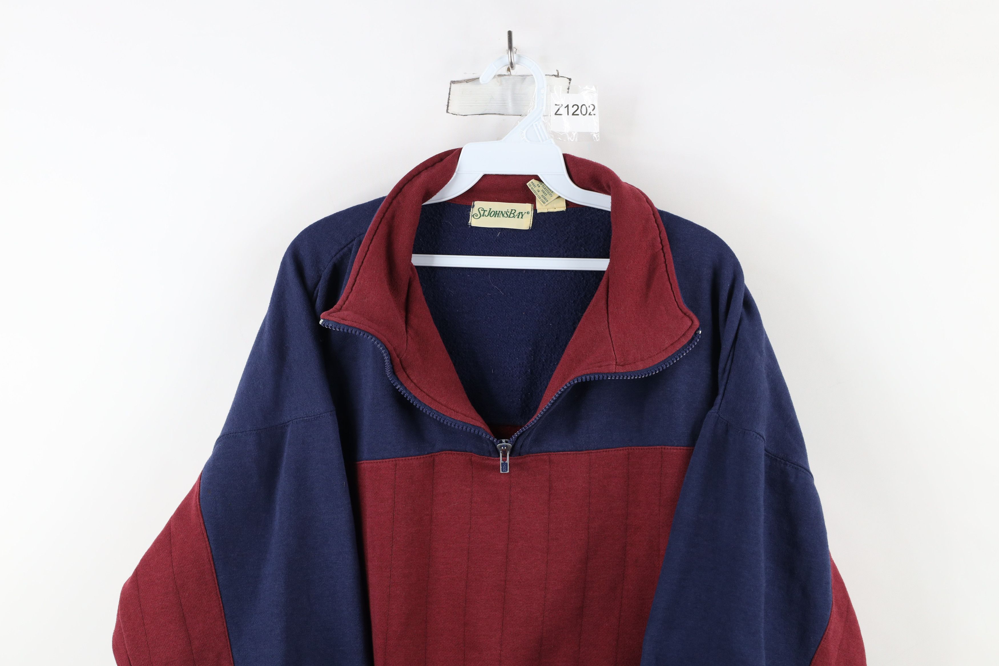 Vintage Vintage 90s Streetwear Block Boxy Fit Half Zip Sweatshirt Size US XL / EU 56 / 4 - 2 Thumbnail