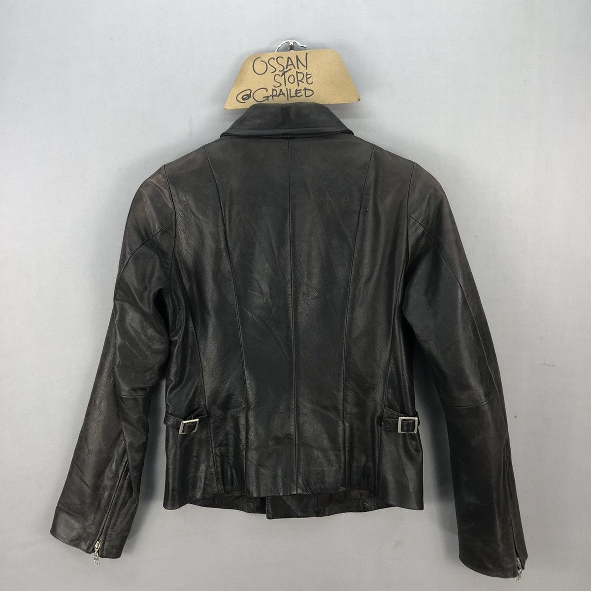 Japanese Brand 🇯🇵 Y. Fukuyama Asymmetrical Cowhide Leather Jacket Size S / US 4 / IT 40 - 13 Thumbnail