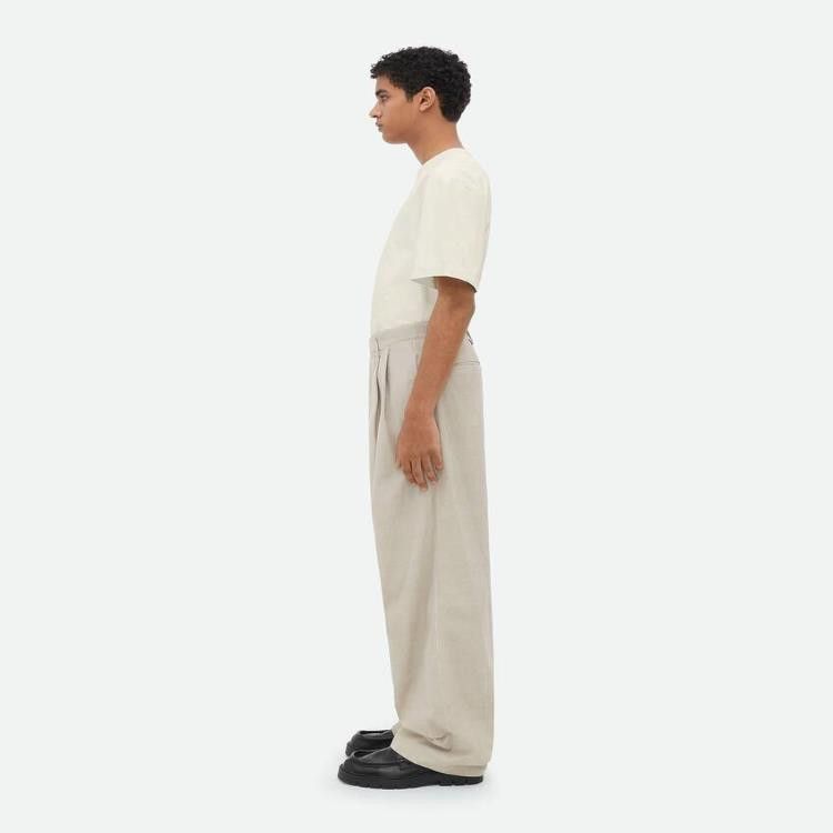 Bottega Veneta o1loc1c0125 739560 Printed Leather Trousers in Light Beige Size US 30 / EU 46 - 2 Thumbnail