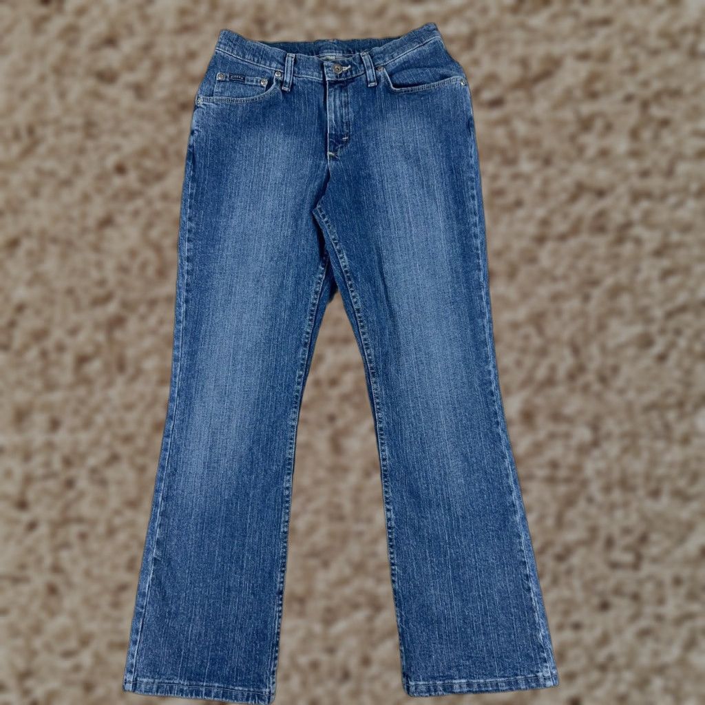 Lee Lee Jeans Womens 10 Blue Denim Flared Mid Rise Cotton Blend Zip Fly 28x29 Size 32" / US 10 / IT 46 - 1 Thumbnail
