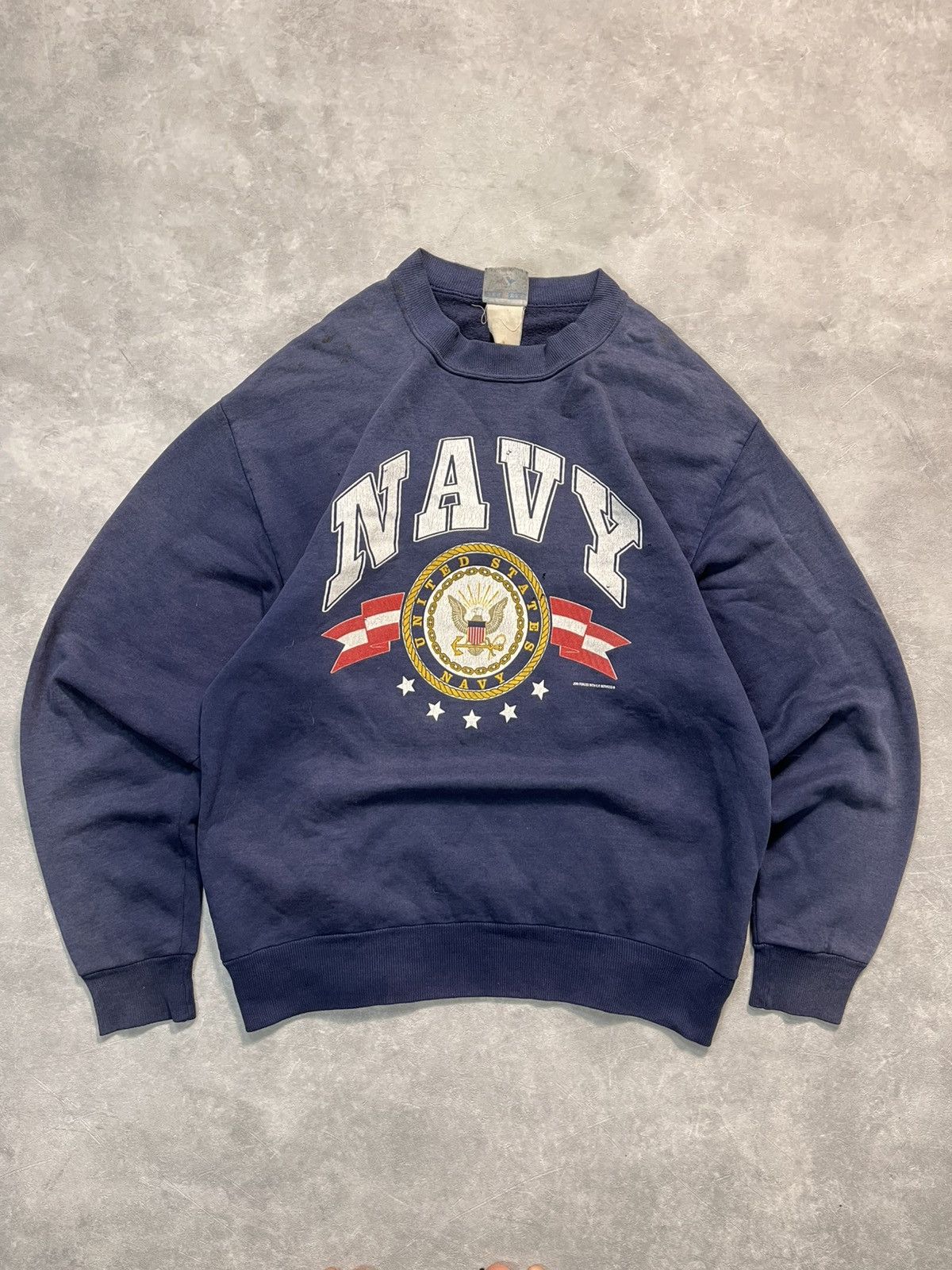 Vintage Vintage Thrashed US NAVY Jerzees sweatshirt Size US M / EU 48-50 / 2 - 1 Thumbnail