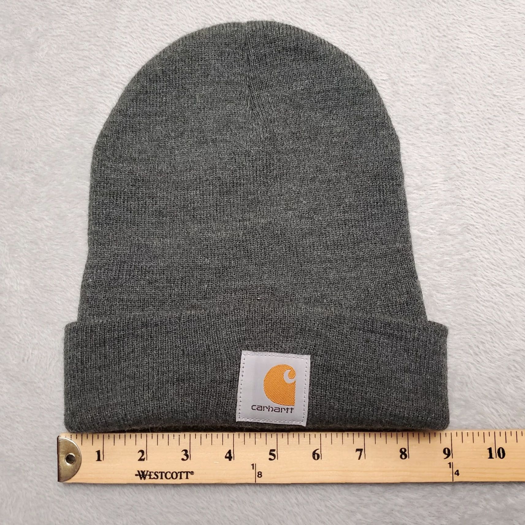 Carhartt VINTAGE Carhartt Beanie Hat Mens Gray Outdoor Winter Stocking Casual Ski Snowboard Work Size ONE SIZE - 5 Thumbnail