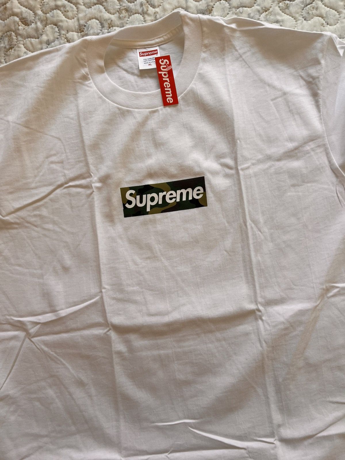 Supreme XL Supreme box logo tee camo T-shirt fw23 white short Size US XL / EU 56 / 4 - 13 Thumbnail