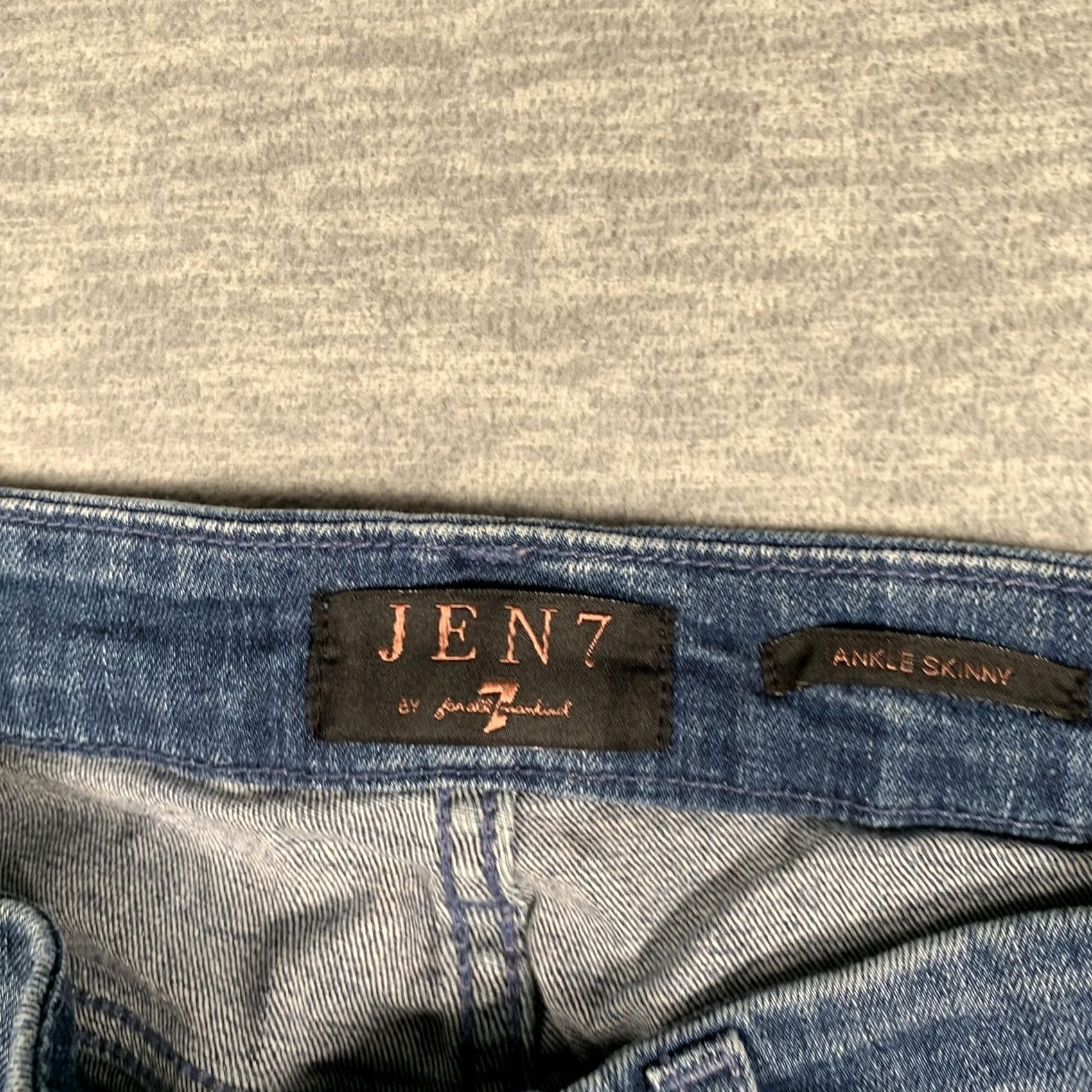 Vintage Jen7 Jeans Womens 10 Ankle Skinny Beaded Pocket Stretch Denim Mid Rise Blue Size 32" / US 10 / IT 46 - 6 Thumbnail