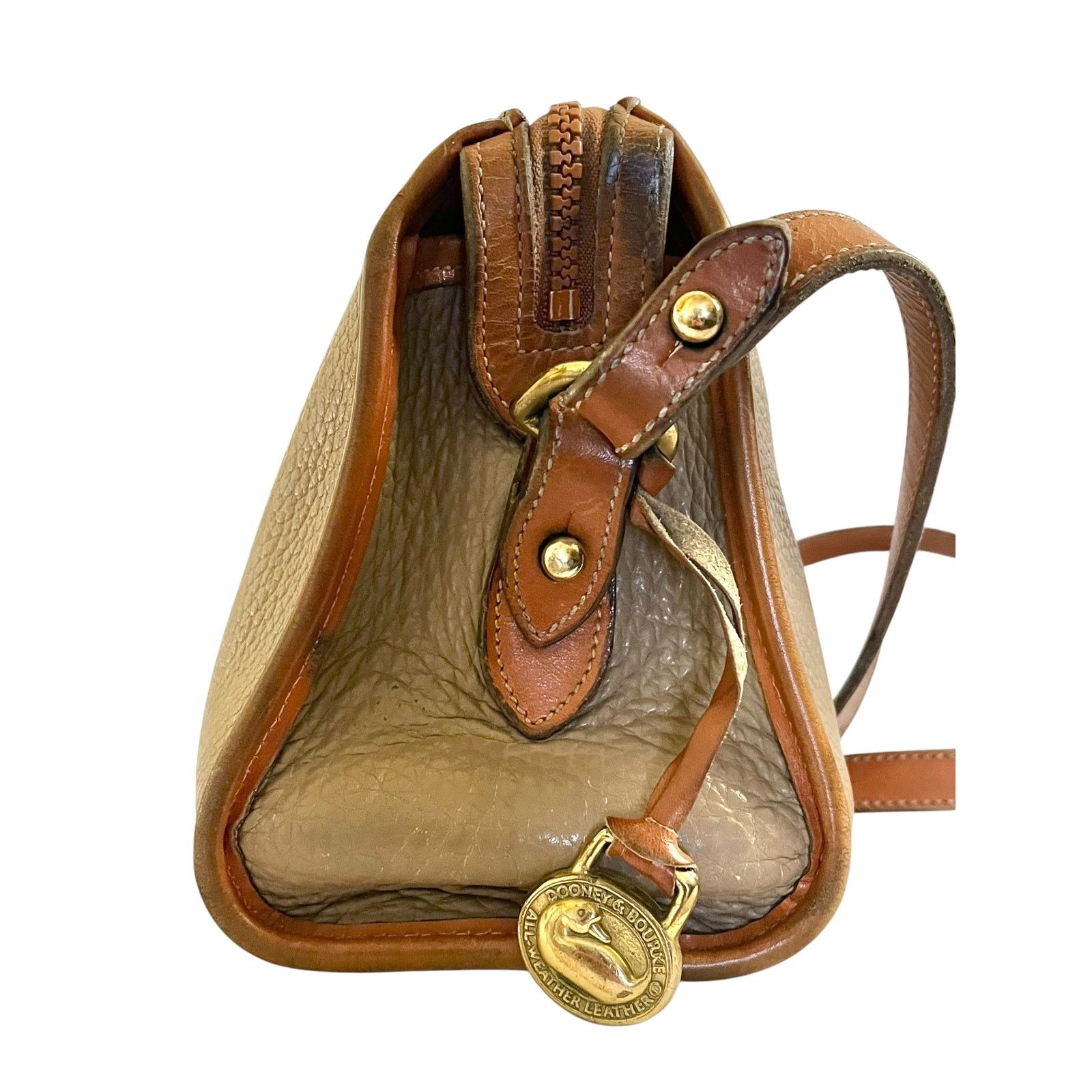Dooney & Bourke × Vintage Vintage Dooney & Bourke Taupe AWL Classic Zip Top Bag #R19 Size ONE SIZE - 7 Thumbnail