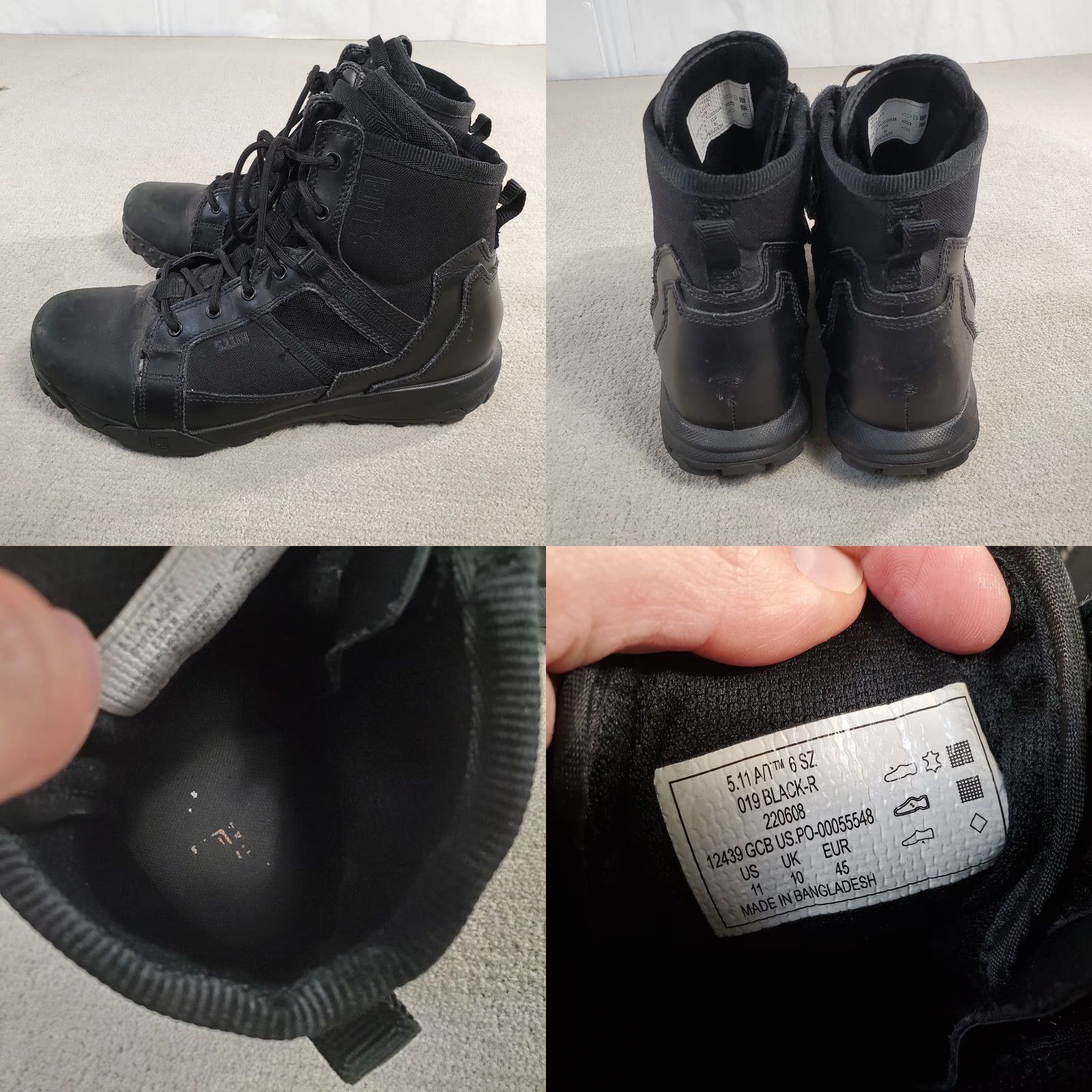 Vintage 5.11 Tactical Boots Mens 11 Black Leather 6" Military Outdoor Police ST A/T 6 SZ Boots Size US 10 / EU 43 - 8 Thumbnail