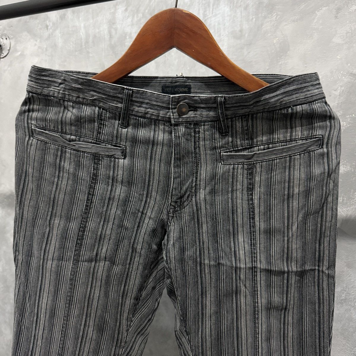 Tete Homme 2000s Tete Homme Flared Stripe Pants Size US 31 - 7 Thumbnail