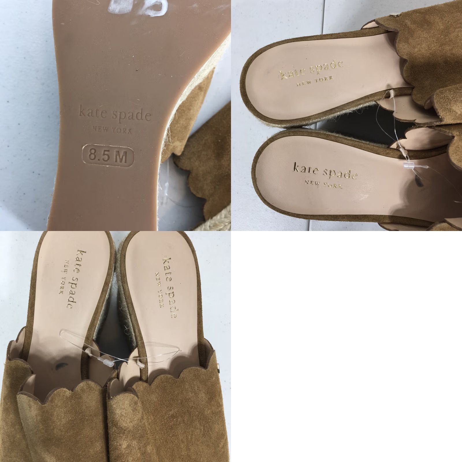 Vintage KATE SPADE Toby Espadrille Wedge Brown Suede Size 8.5 New Scalloped Platform Heel Wedges Size US 9 / IT 39 - 8 Thumbnail