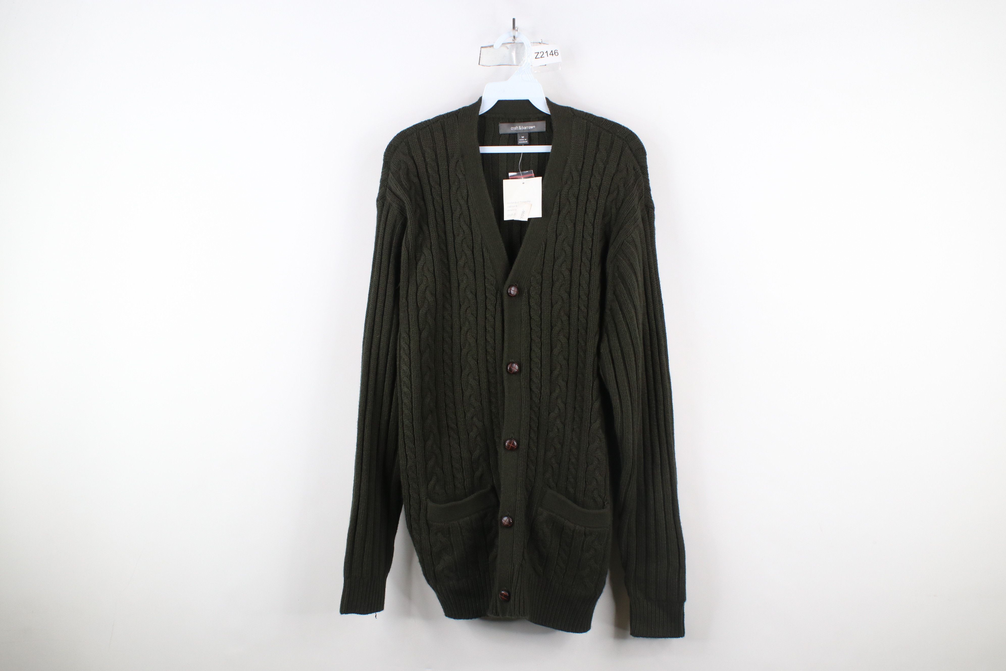 Vintage Deadstock Vintage 90s Streetwear Cable Knit Cardigan Sweater Size US M / EU 48-50 / 2 - 1 Thumbnail
