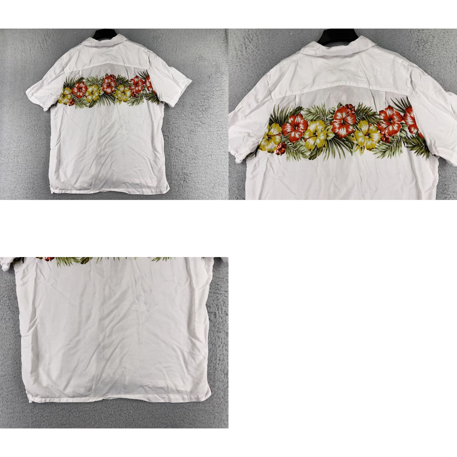 George George Shirt Adult Large White Floral Palm Island Print Button Up Hawaiian Rayon Size US L / EU 52-54 / 3 - 9 Thumbnail