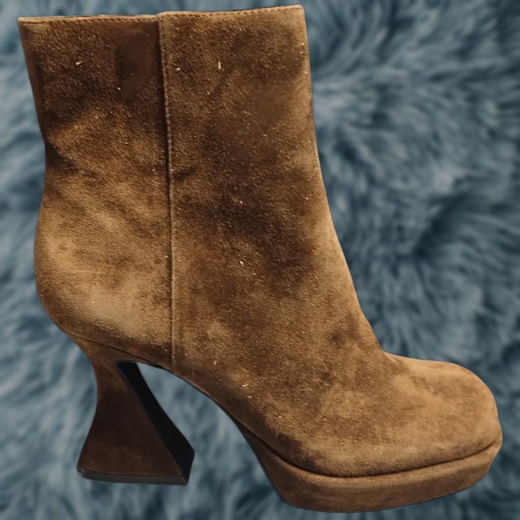 Jeffrey Campbell Jeffrey Campbell Women's Size 7 Brown Suede Heeled Ankle Boots Round Toe Side Zip Bootie Size US 7 / IT 37 - 1 Thumbnail