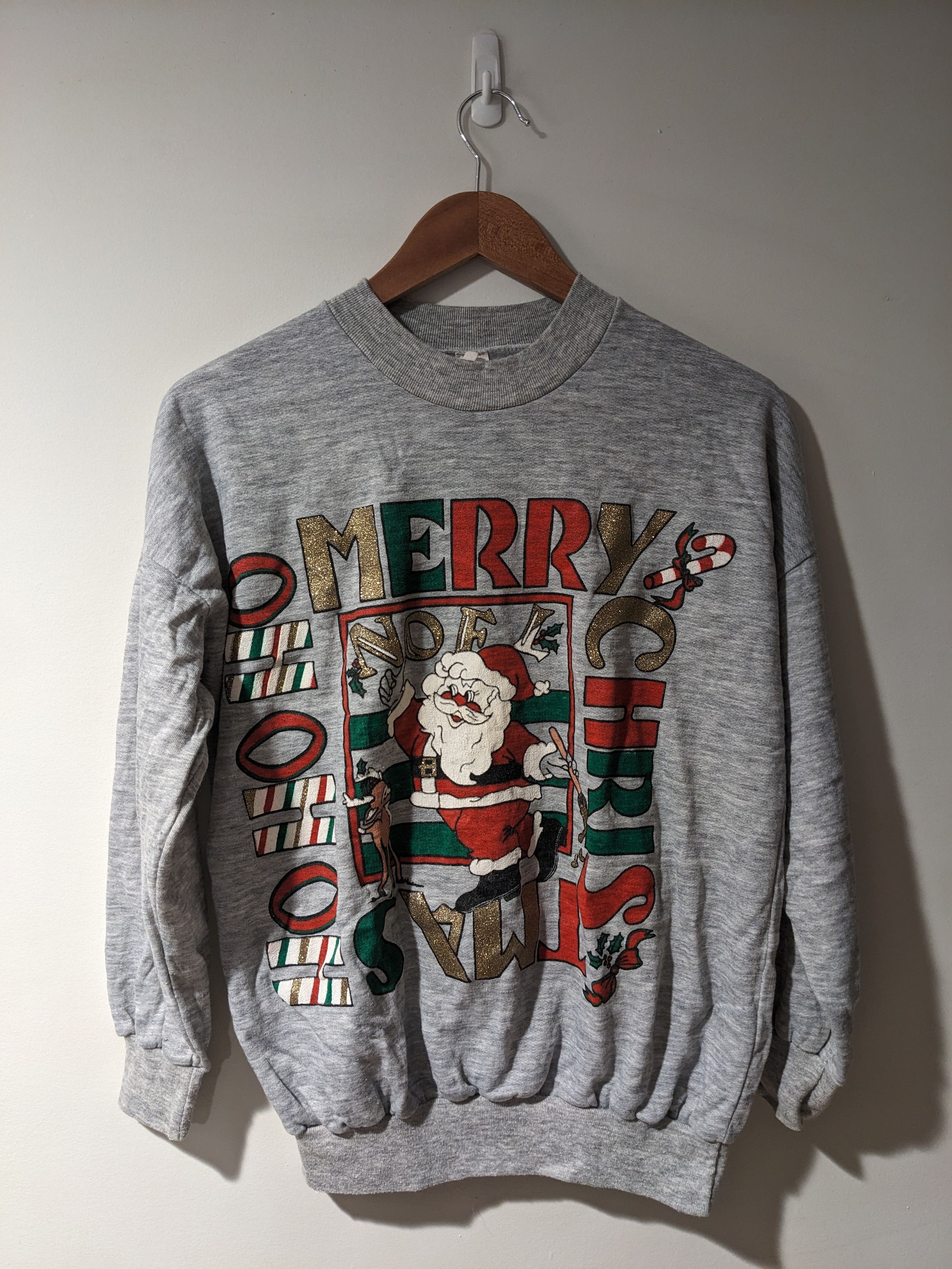 Holiday Brand × Vintage Vintage 80s Merry Christmas Womans Light Weight Sweatshirt Size M / US 6-8 / IT 42-44 - 1 Thumbnail