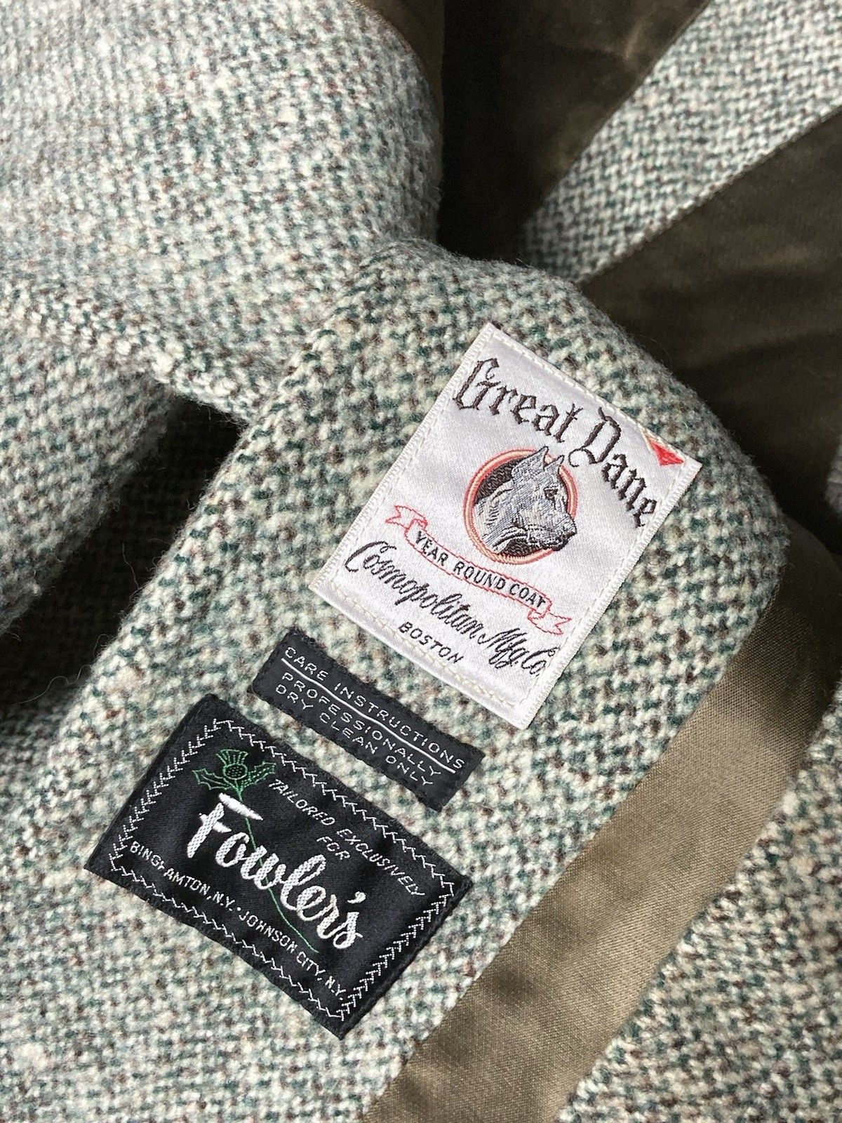 Vintage 60s wool overcoat trench Great Dane Harris tweed men's large Size US L / EU 52-54 / 3 - 5 Thumbnail