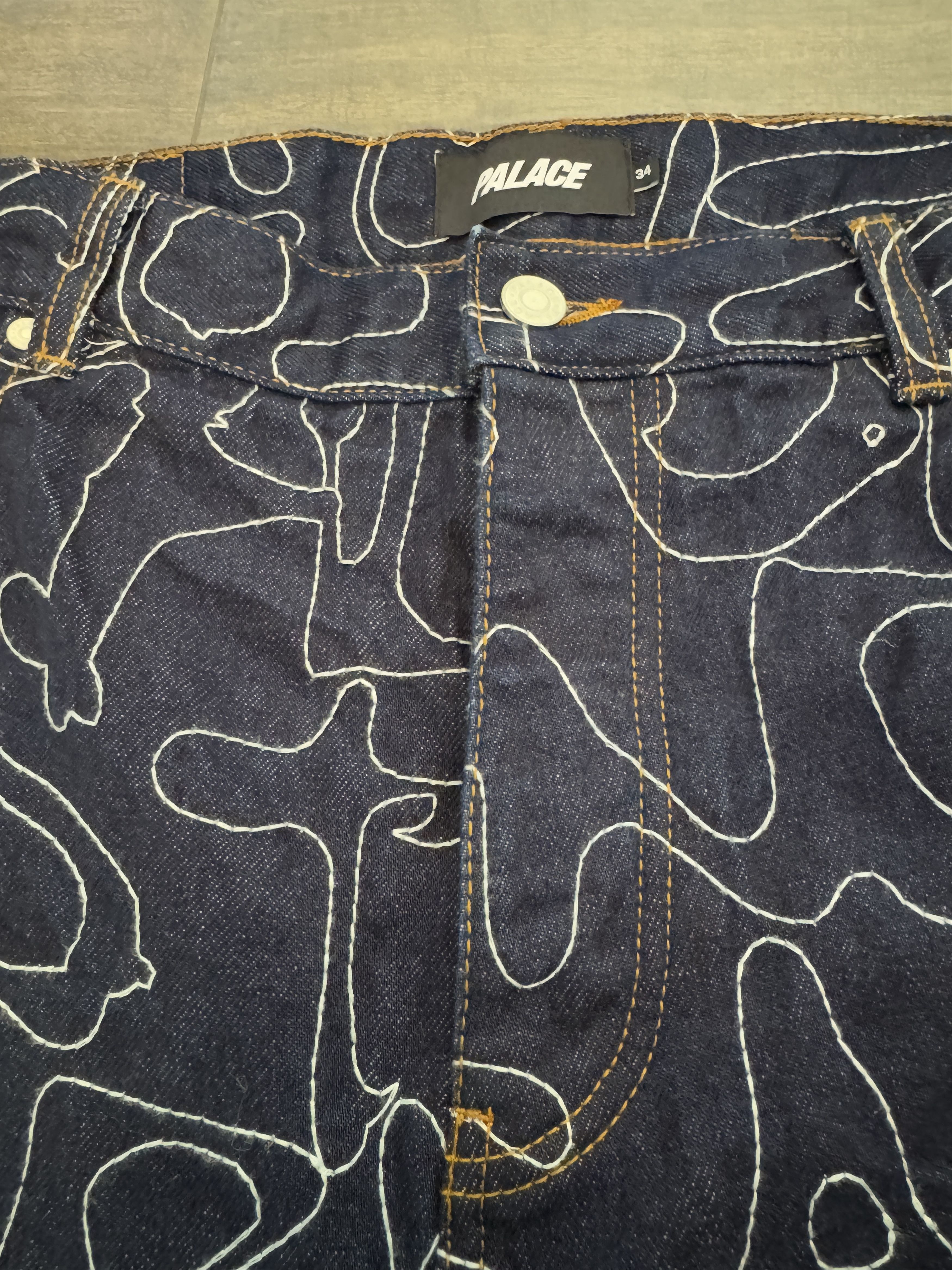 Palace Palace P45 Splat Denim Jeans Embroidered Indigo Size US 34 / EU 50 - 7 Thumbnail