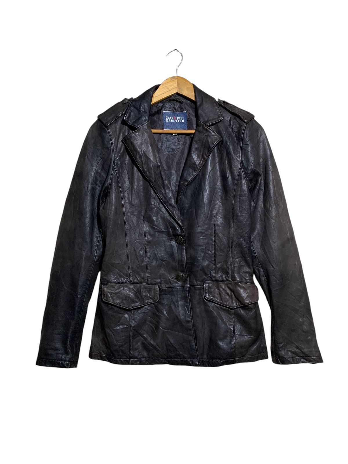 Jean Paul Gaultier 🔥J.P.G LEATHER JACKETS DARK BROWN Size M / US 6-8 / IT 42-44 - 1 Thumbnail