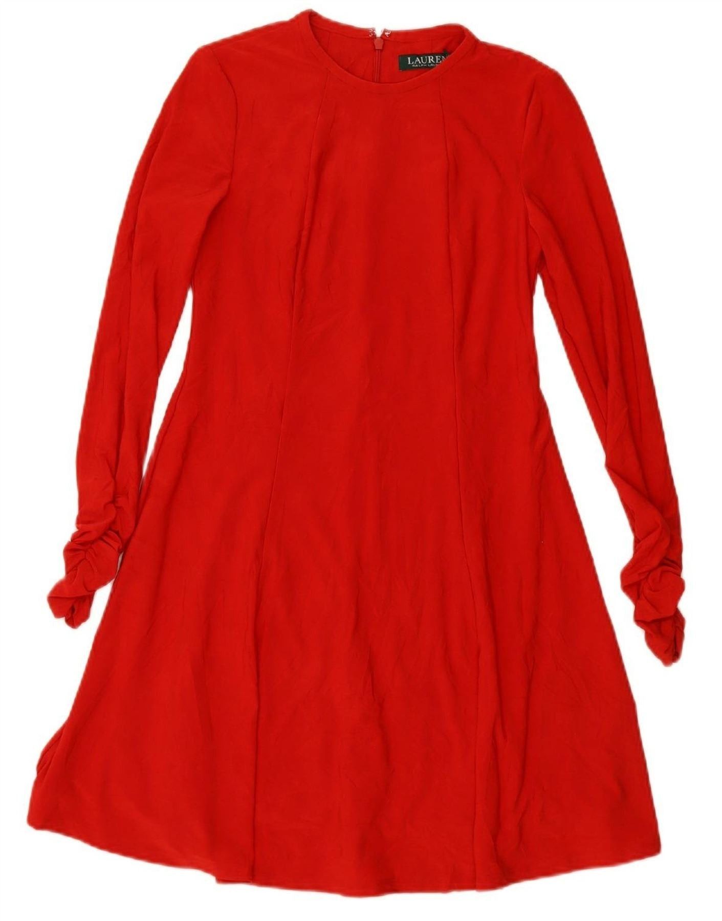 Ralph Lauren Womens Long Sleeve A-Line Dress US 2 XS Red Polyester Size XXS / US 00 / IT 34 - 1 Thumbnail
