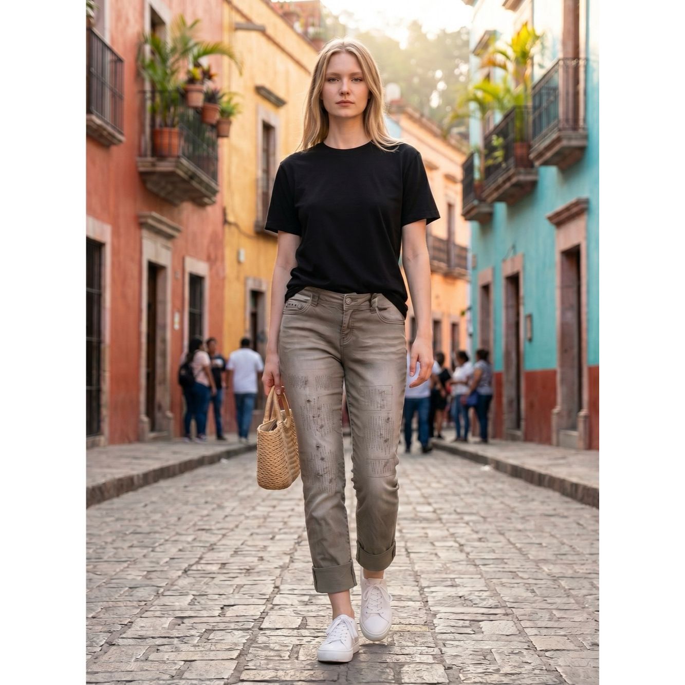 Guess Vintage Guess Olive Cropped Distressed Low Rise Jeans With Size 28" / US 6 / IT 42 - 1 Thumbnail