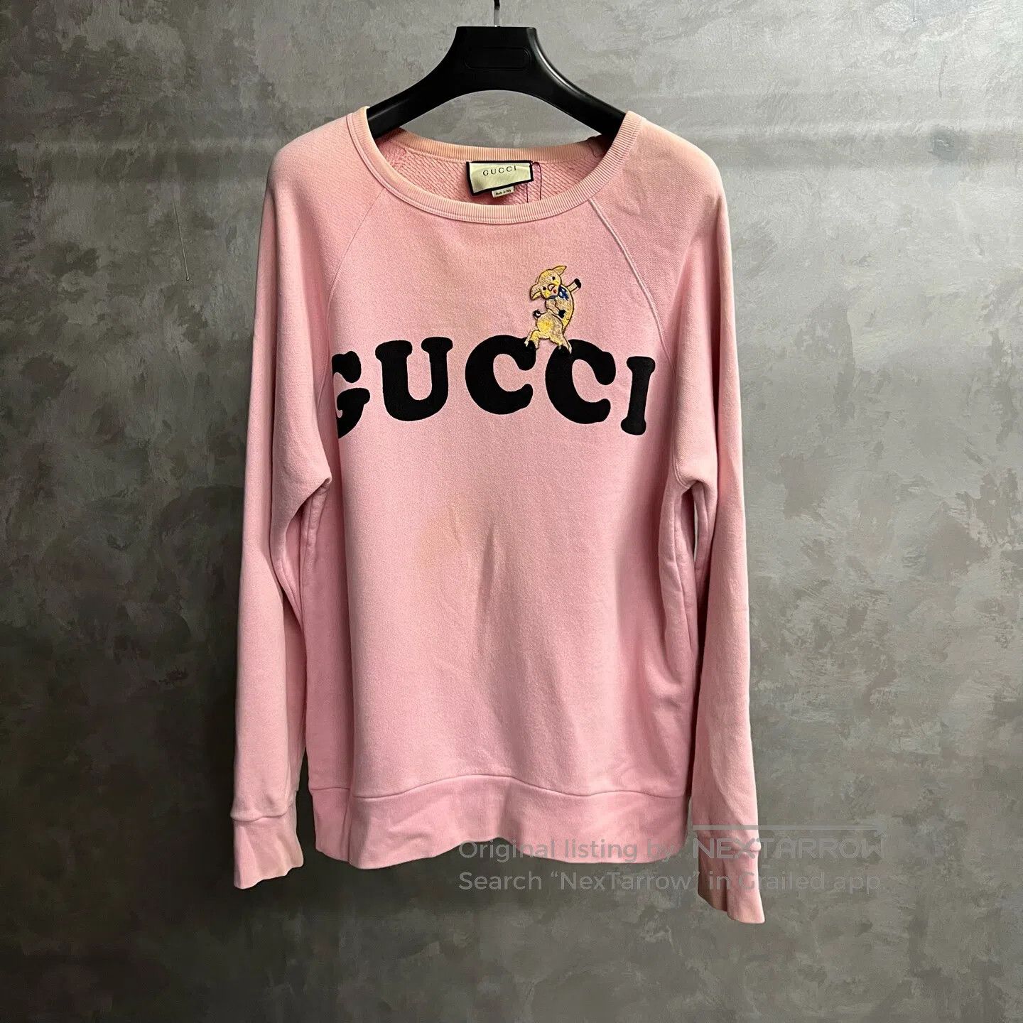 Gucci Guicci Pink logo-print round-neck long-sleeve hoodie| Size S / US 4 / IT 40 - 1 Thumbnail