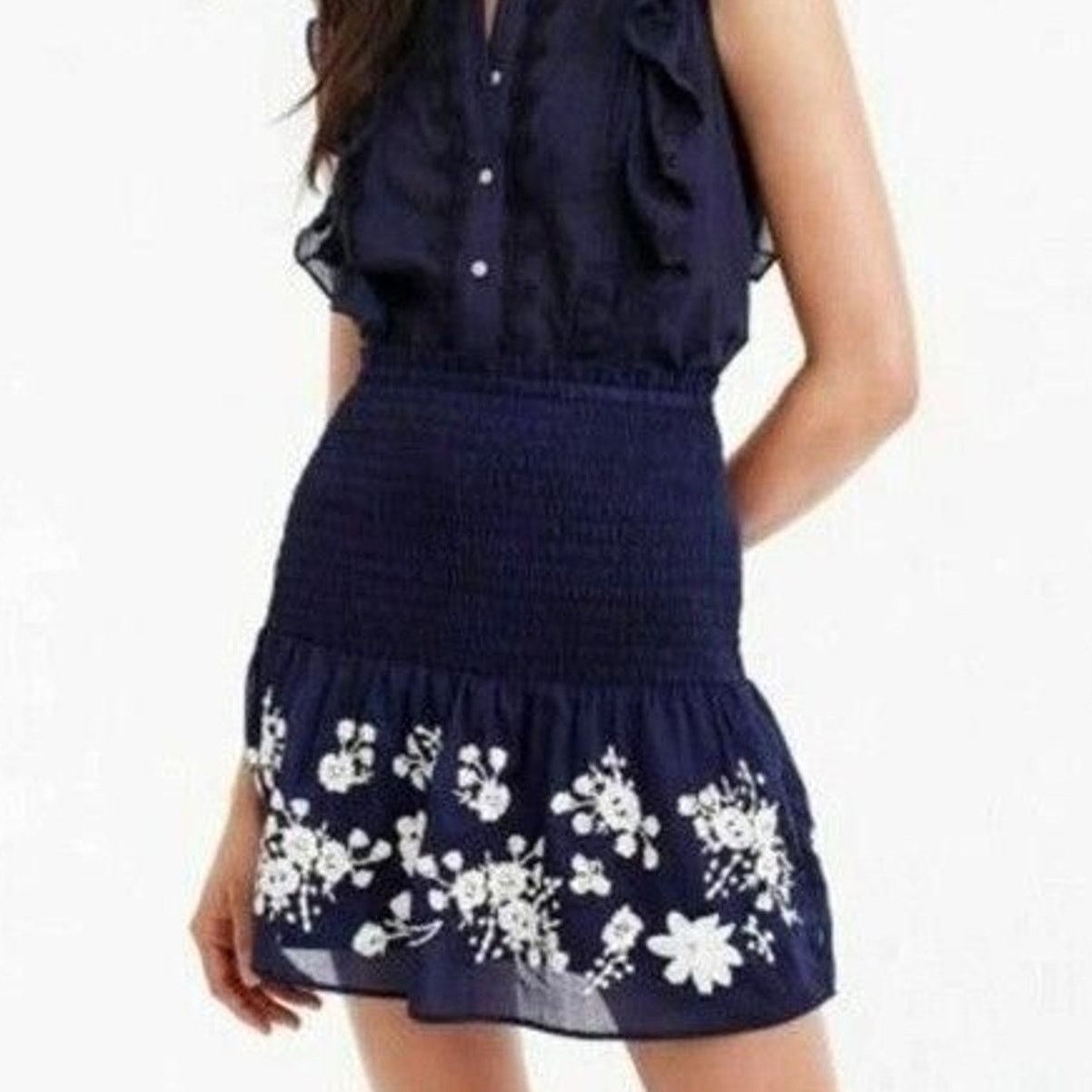 Other Point Sur Skirt Pull-On Stretch Navy & White Floral Small Size 27" / US 4 / IT 40 - 1 Thumbnail