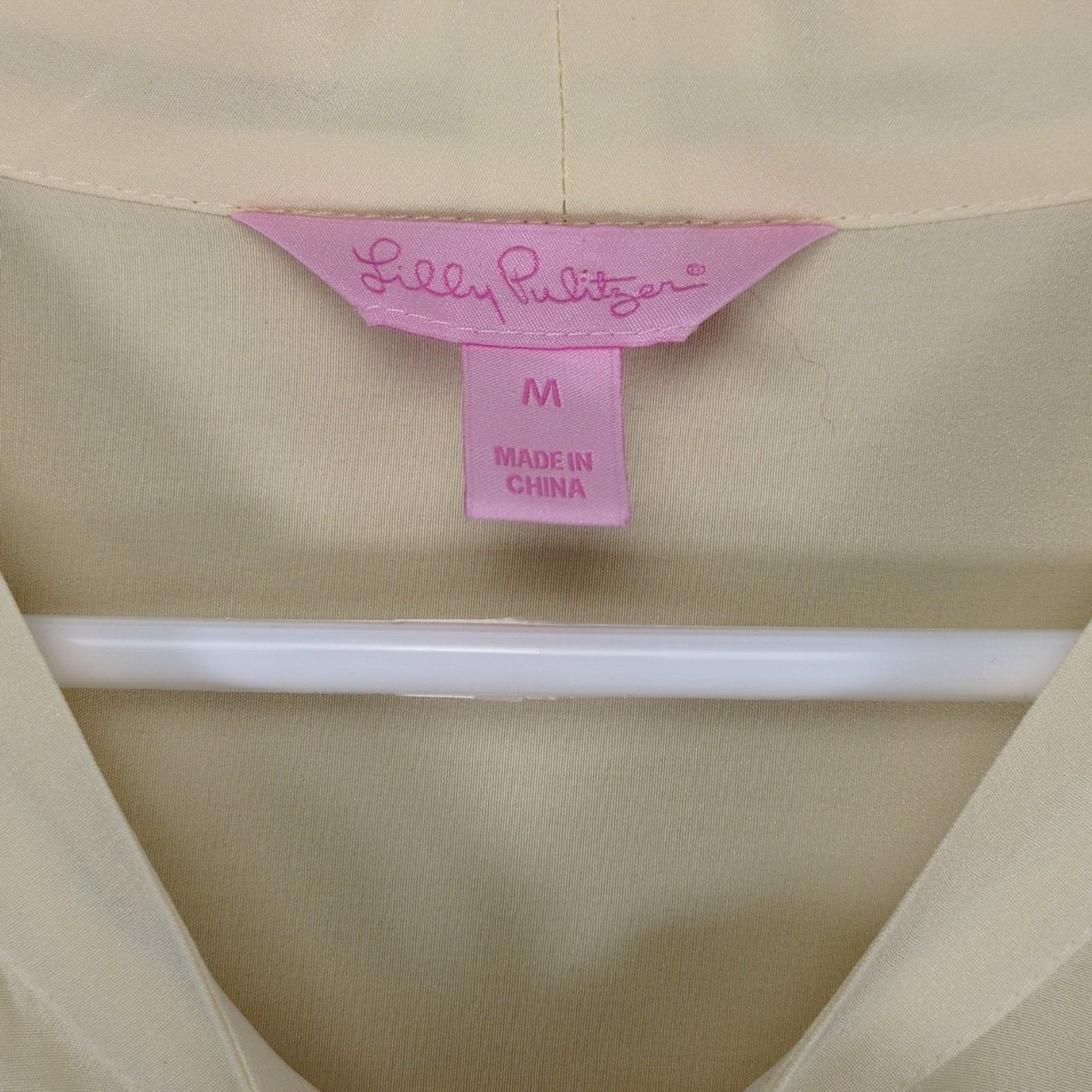 Lilly Pulitzer Lilly Pulitzer Women's M Beige 100% Silk Sheer Blouse Tie Size M / US 6-8 / IT 42-44 - 2 Thumbnail
