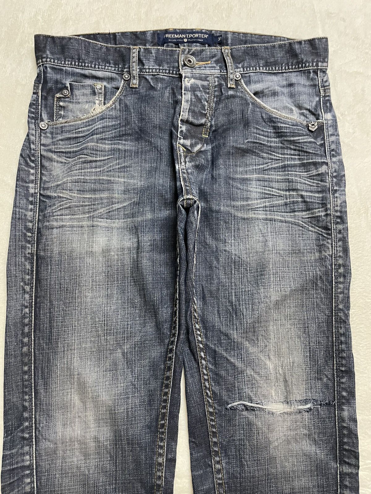 Freeman T. Porter Vintage Freeman T.Porter Faded Distressed Dark Jeans Size US 34 / EU 50 - 2 Thumbnail