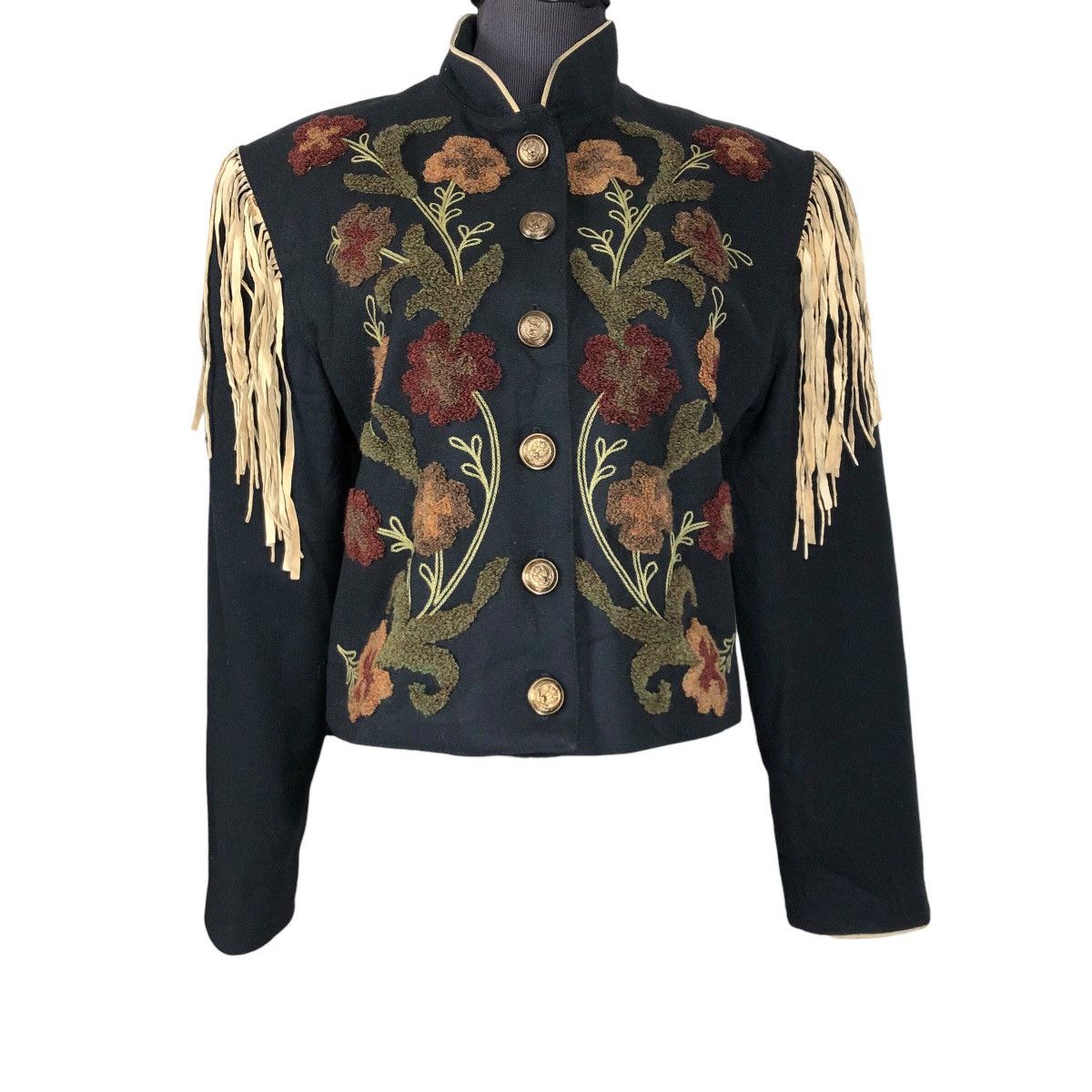 Cowboy Equipment Vintage 90s Double D Ranch Wear Wool Cowgirl Fringe Jacket Size S / US 4 / IT 40 - 5 Thumbnail
