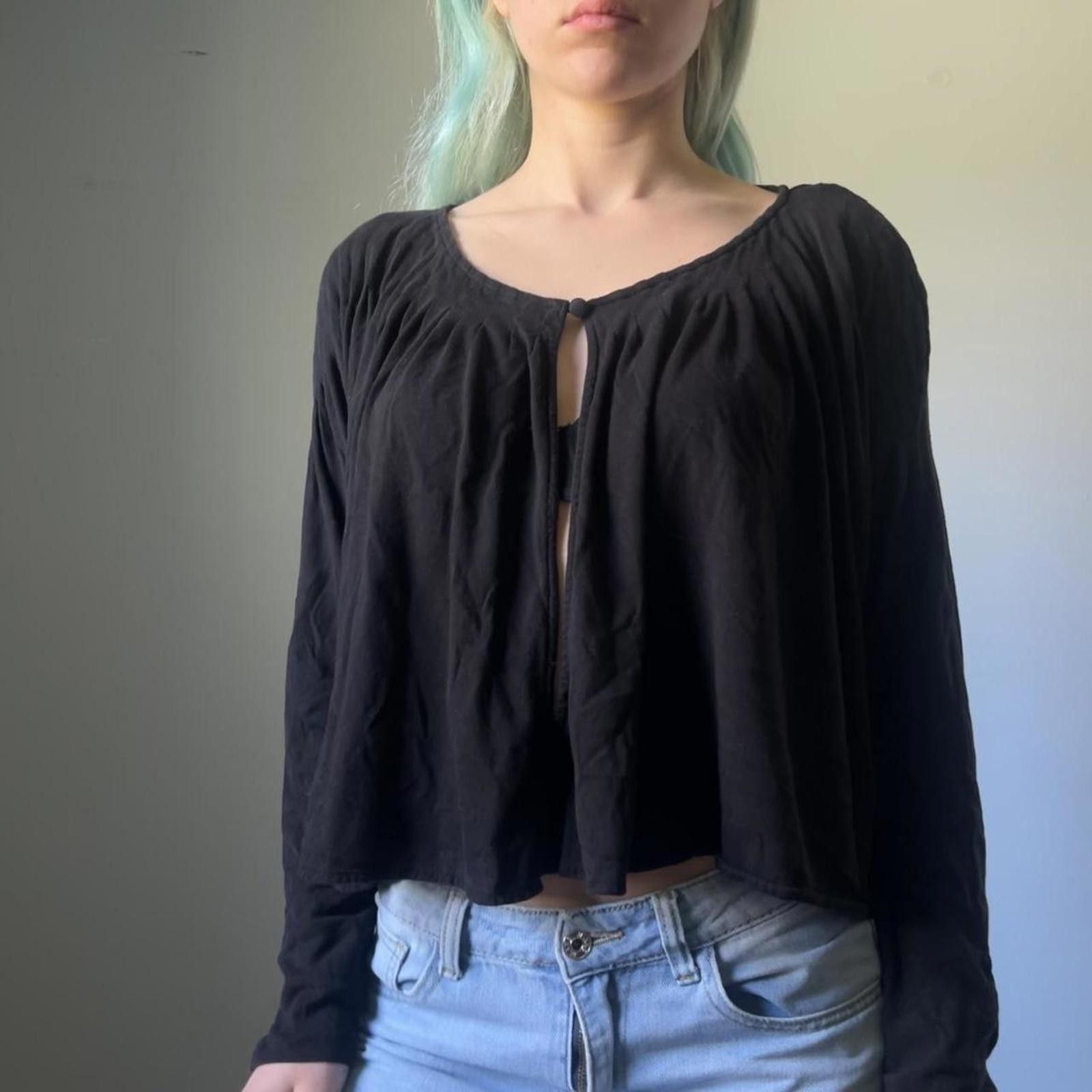 Nine West Black chic button-up open blouse Size M / US 6-8 / IT 42-44 - 3 Thumbnail